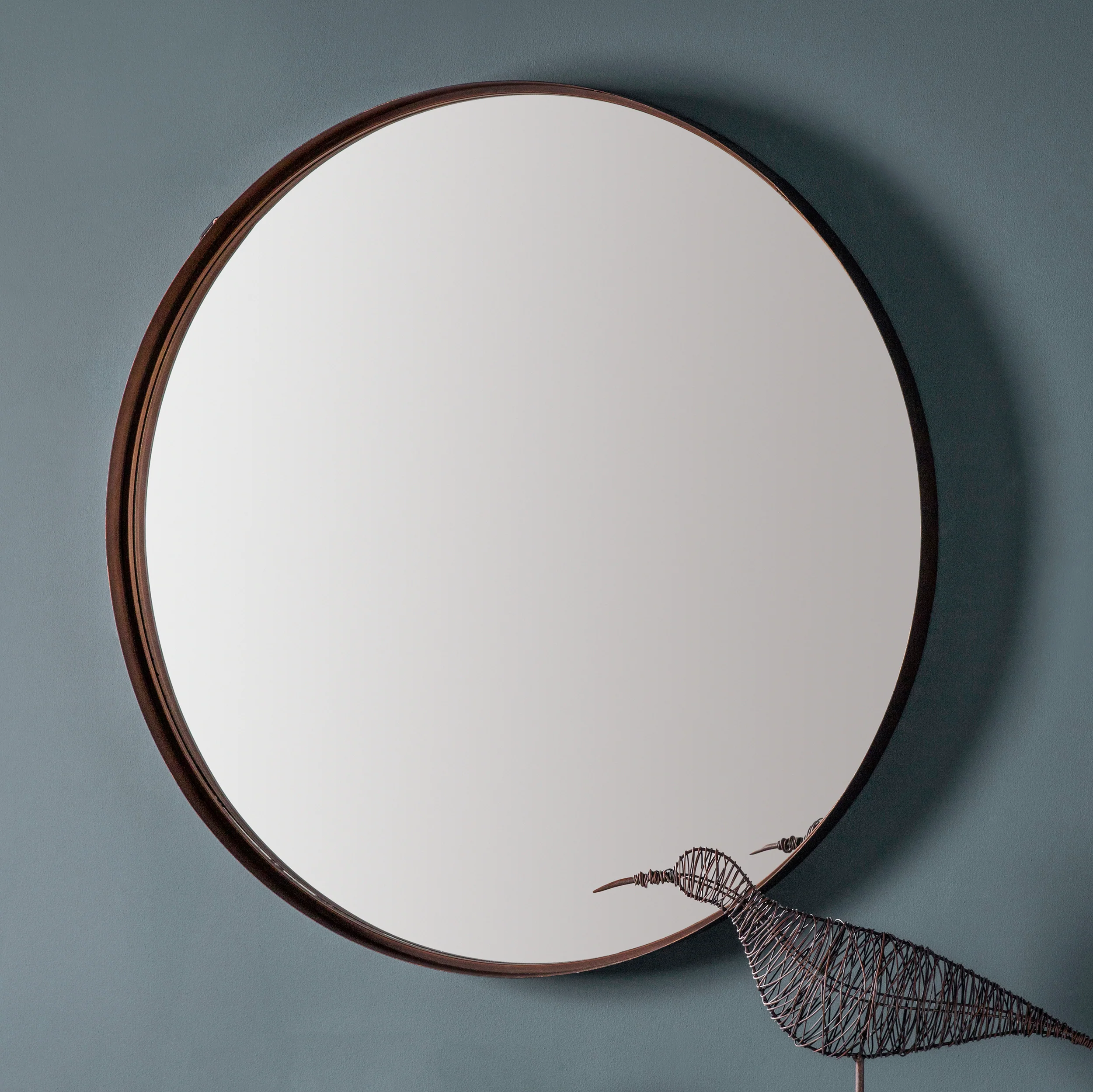 Amos Aged bronze finish round mirror - Image 3