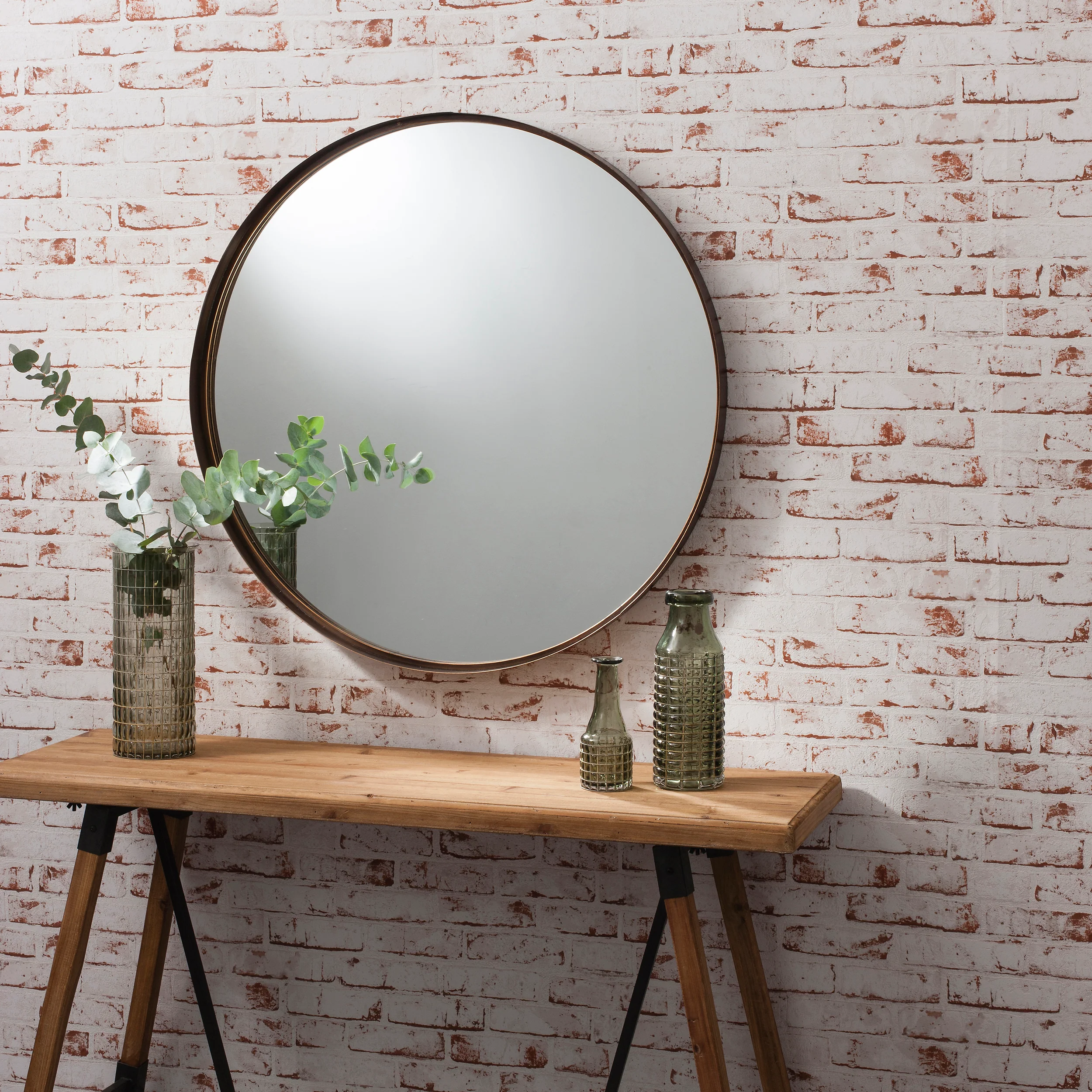Amos Aged bronze finish round mirror - Image 4