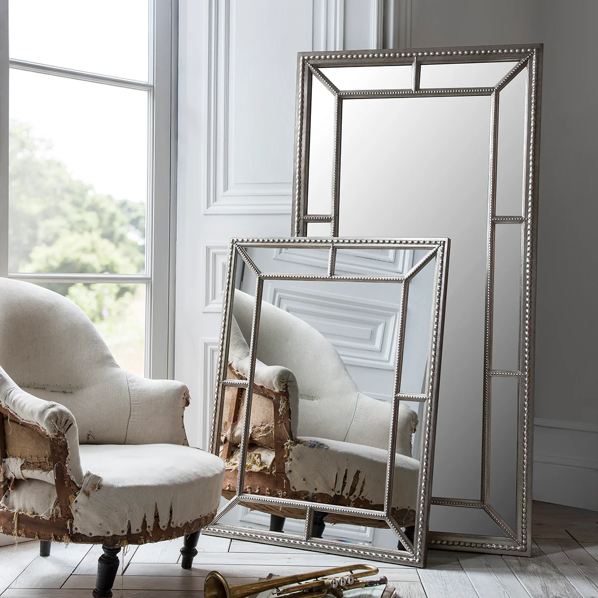 Amos Aged pewter rectangle mirror - Image 2