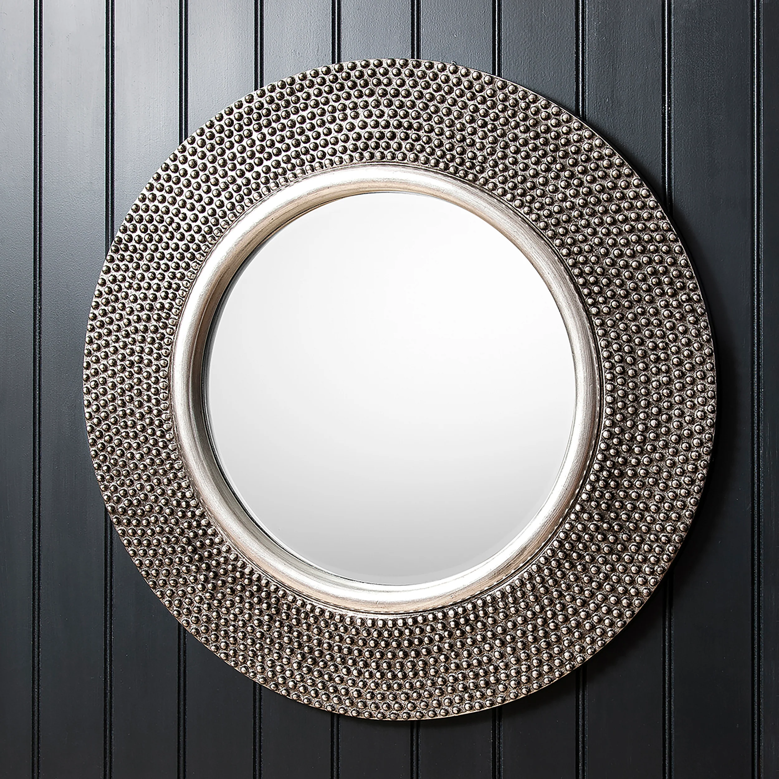 Amos Aged pewter round mirror - Image 2