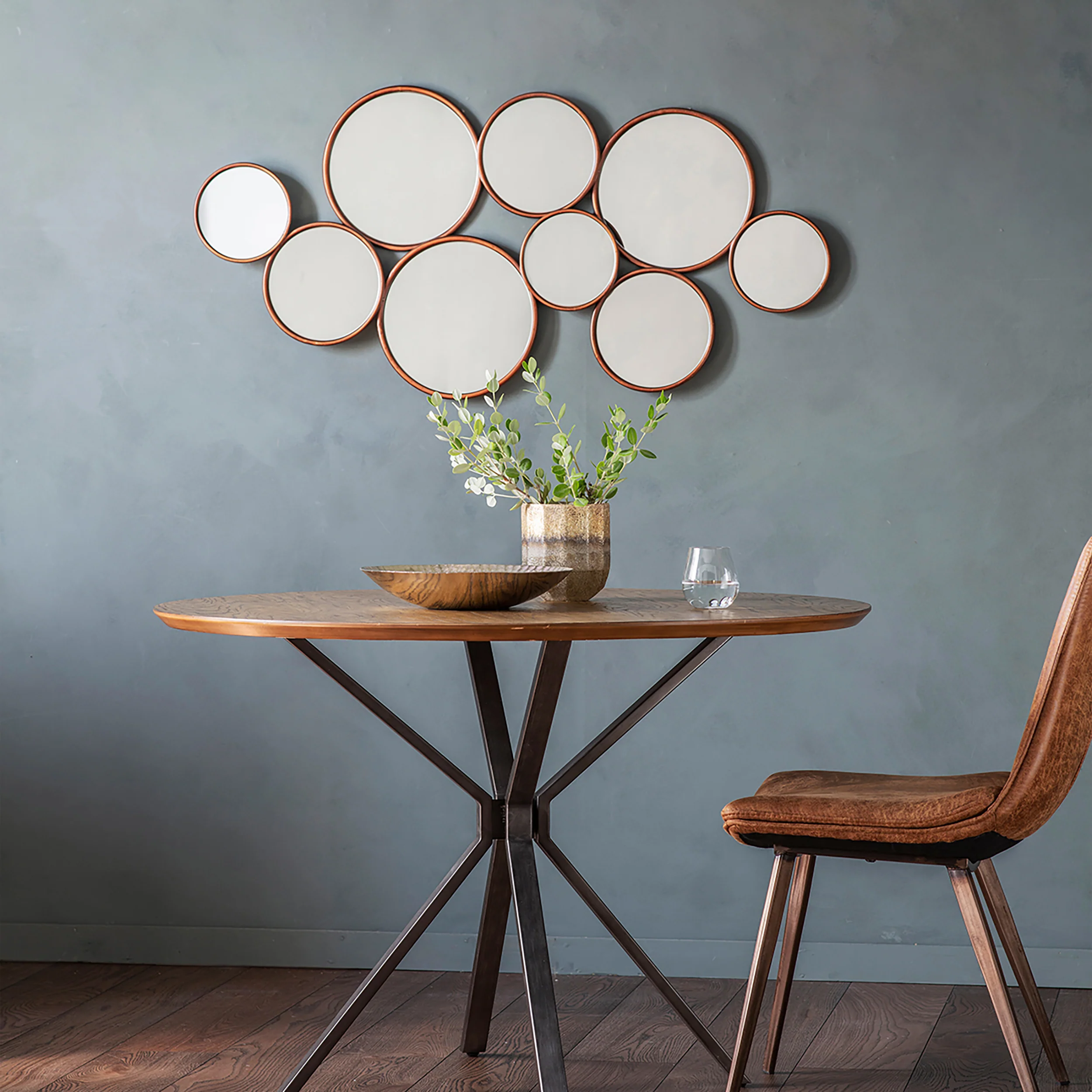 Amos Antique copper round cluster mirror