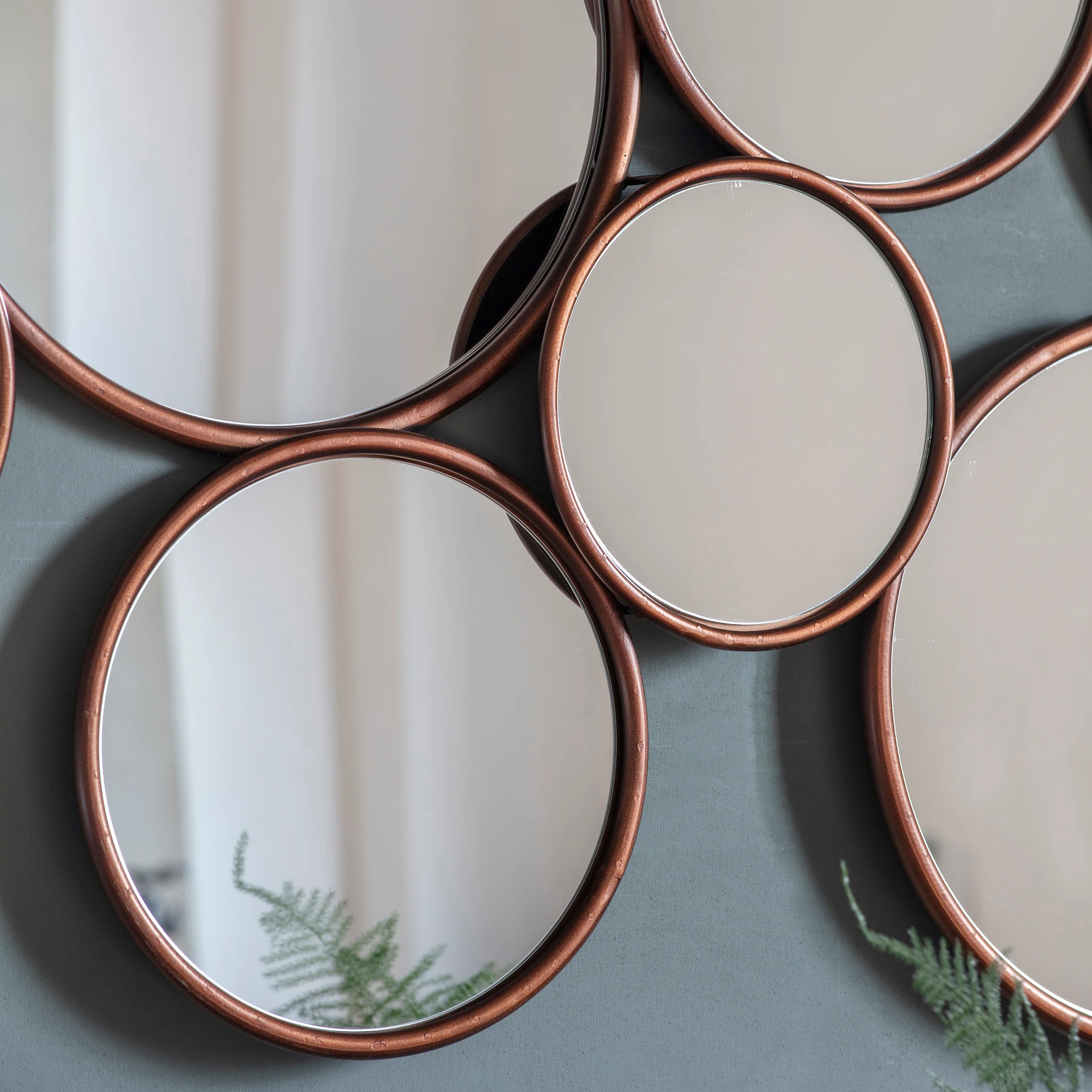 Amos Antique copper round cluster mirror - Image 5