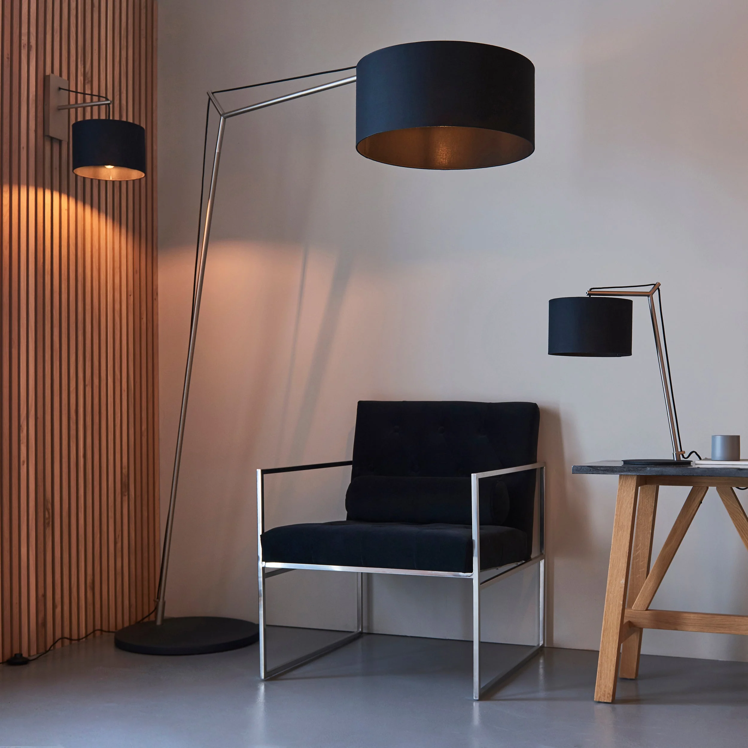 Endon Milan Floor Lamp Matt Nickel & Black - Image 4