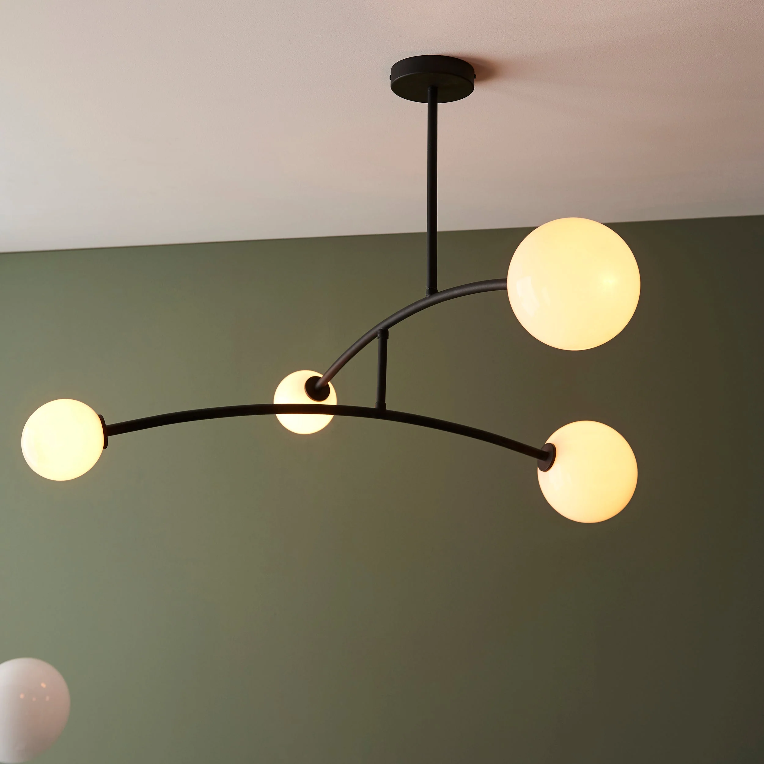 Amos Balance Ceiling Light Matt Black & Gloss Opal Glass - Image 5