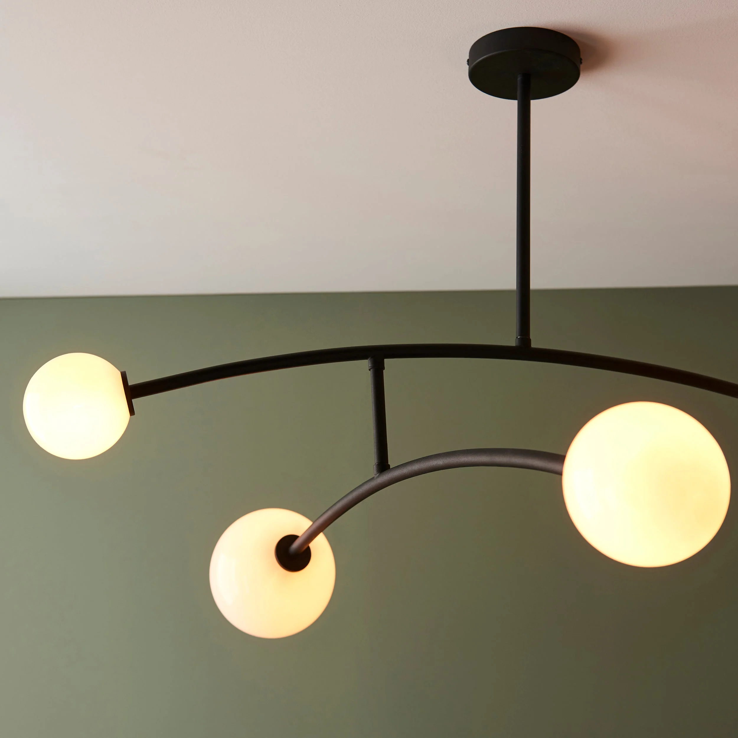 Amos Balance Ceiling Light Matt Black & Gloss Opal Glass - Image 6