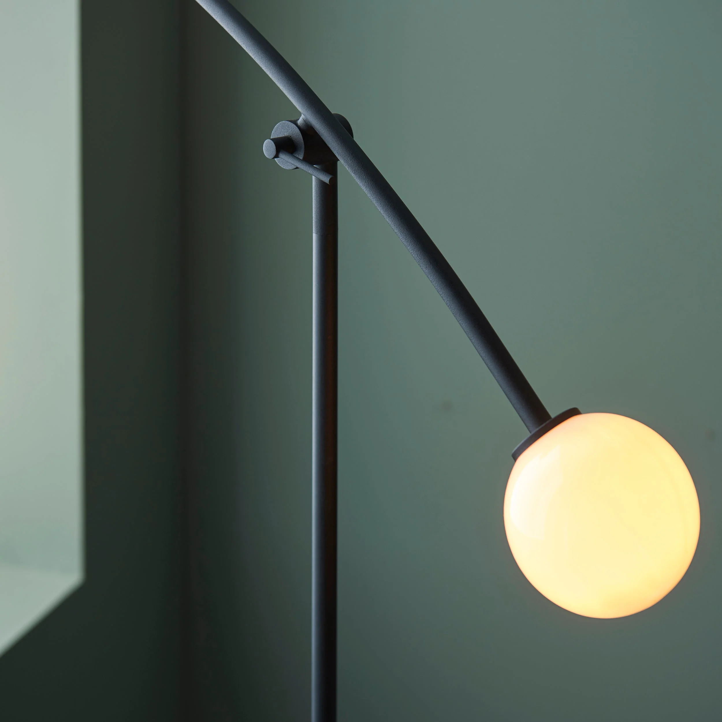 Amos Balance Floor Lamp Matt Black & Gloss Opal Glass - Image 6