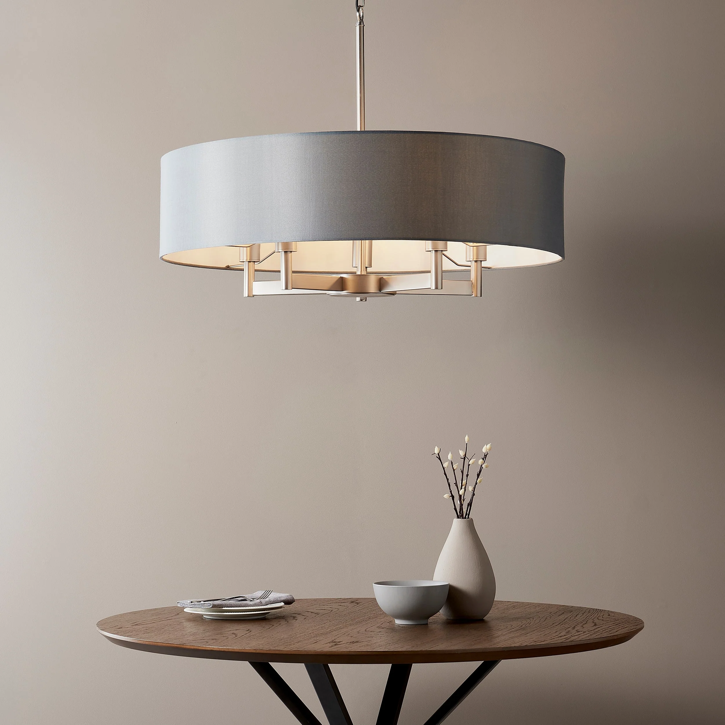Endon Grande 5 Light Pendant Matt Nickel & Grey - Image 3