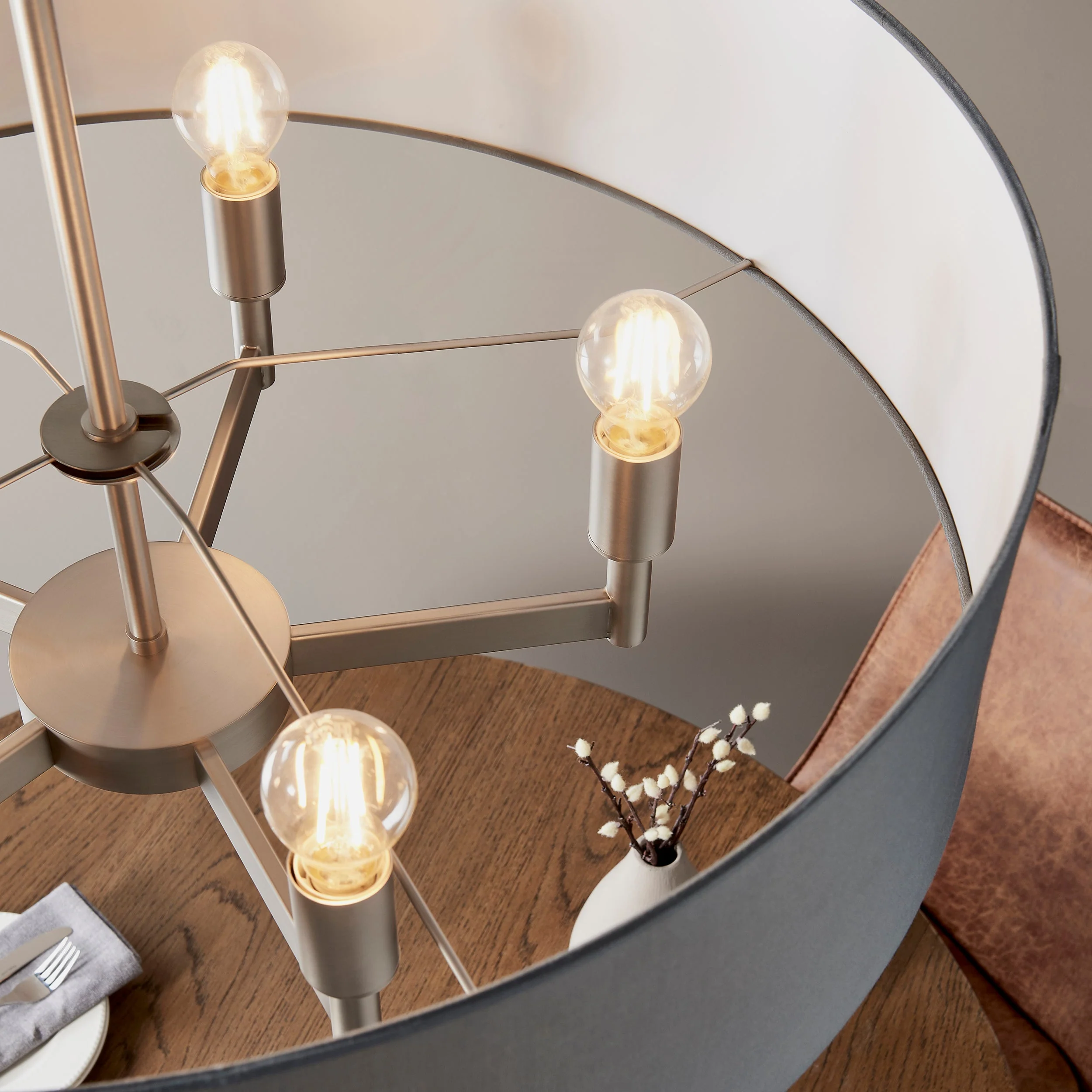 Endon Grande 5 Light Pendant Matt Nickel & Grey - Image 4