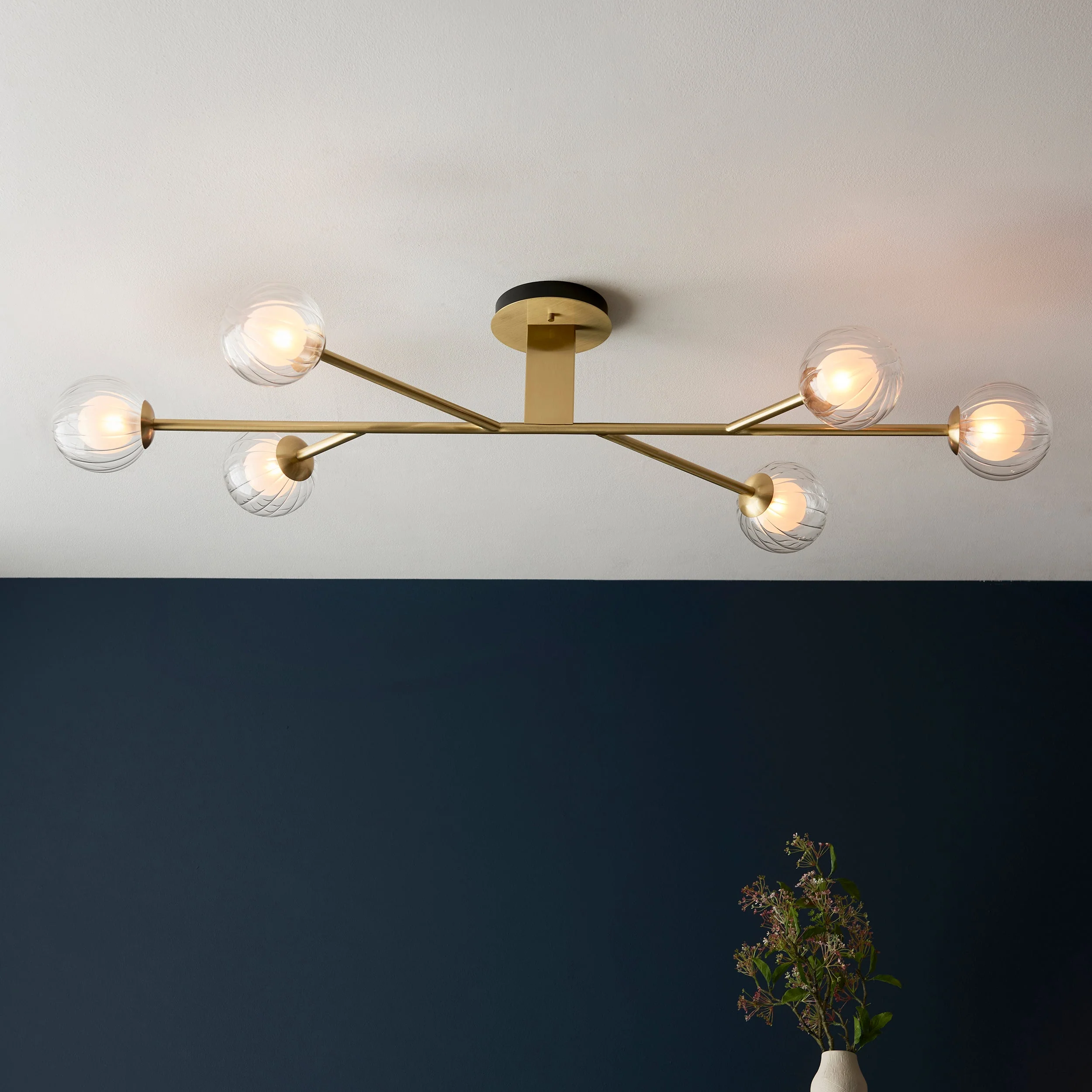 Amos Brixton Flush Ceiling Light Satin Brass - Image 3