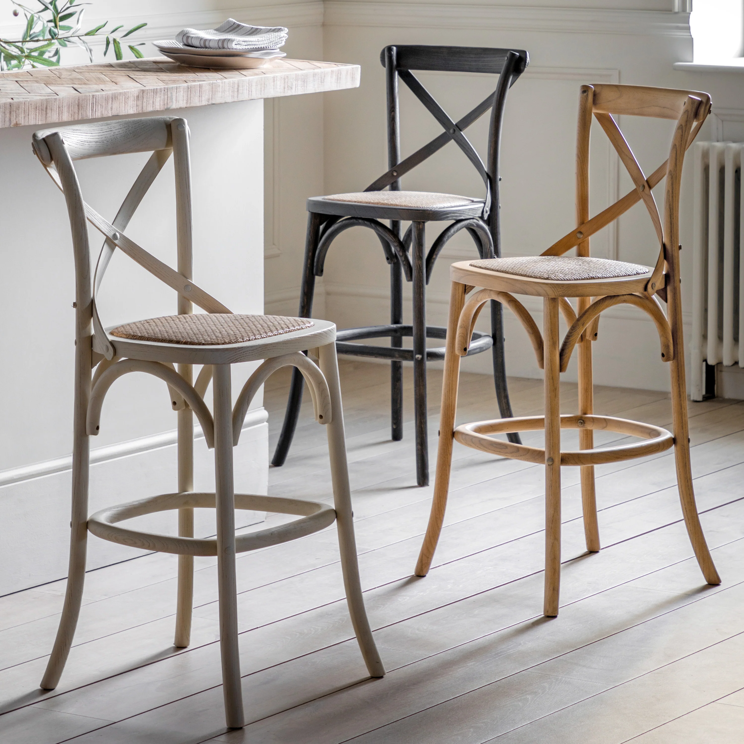 Amos Cafe Stool Black/Rattan (2pk) - Image 5