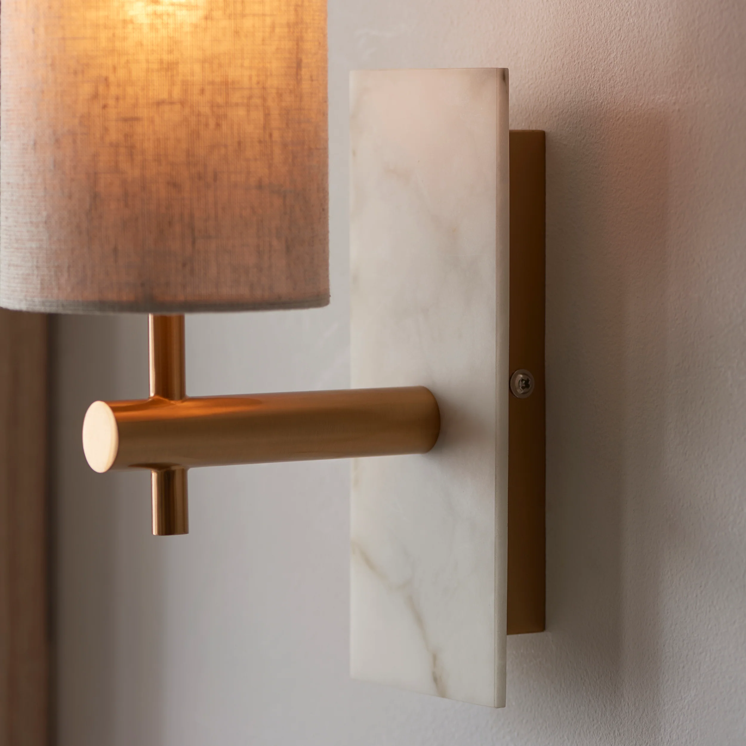 Amos Compton Marble Wall Light with Linen Shade - Image 6