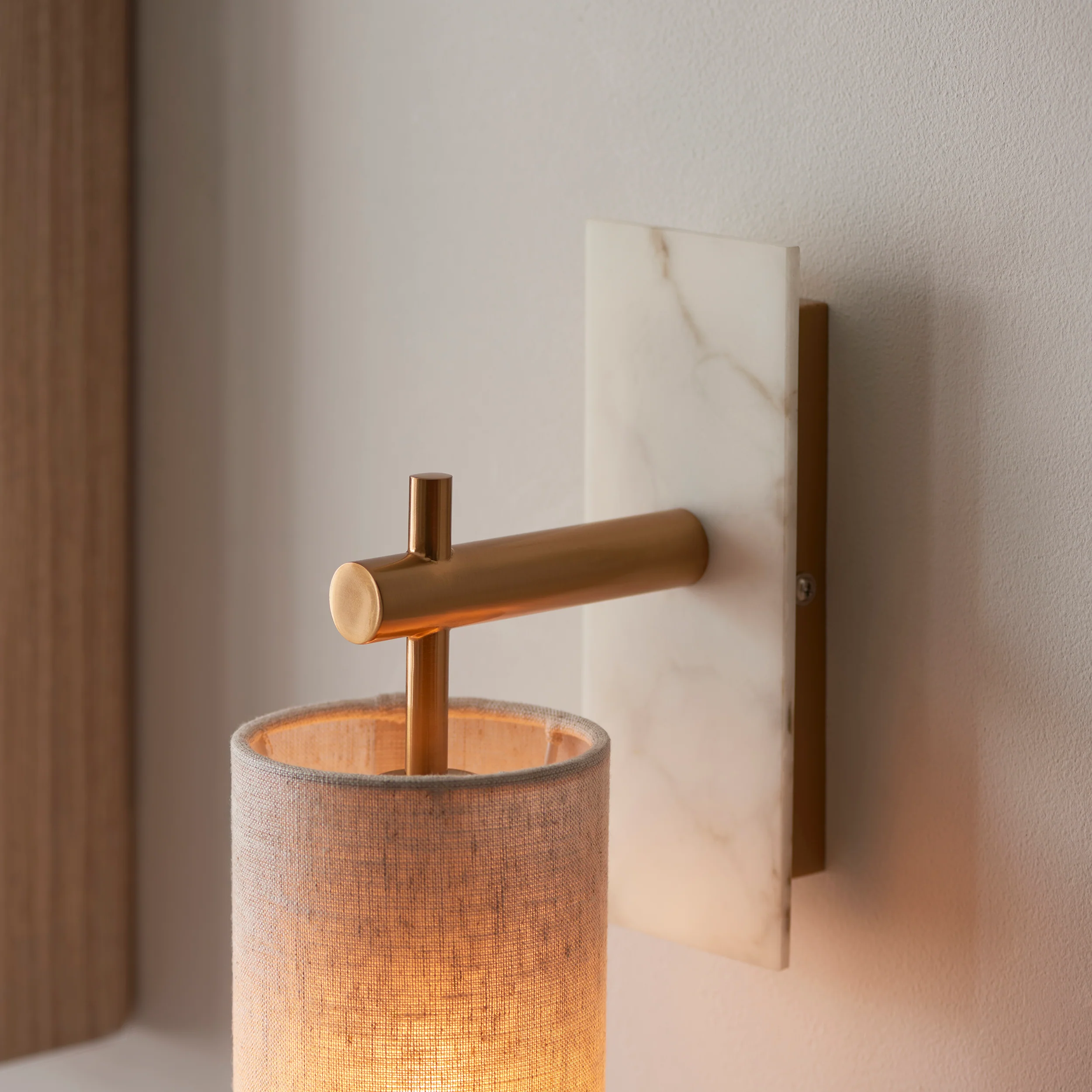 Amos Compton Marble Wall Light with Linen Shade - Image 7