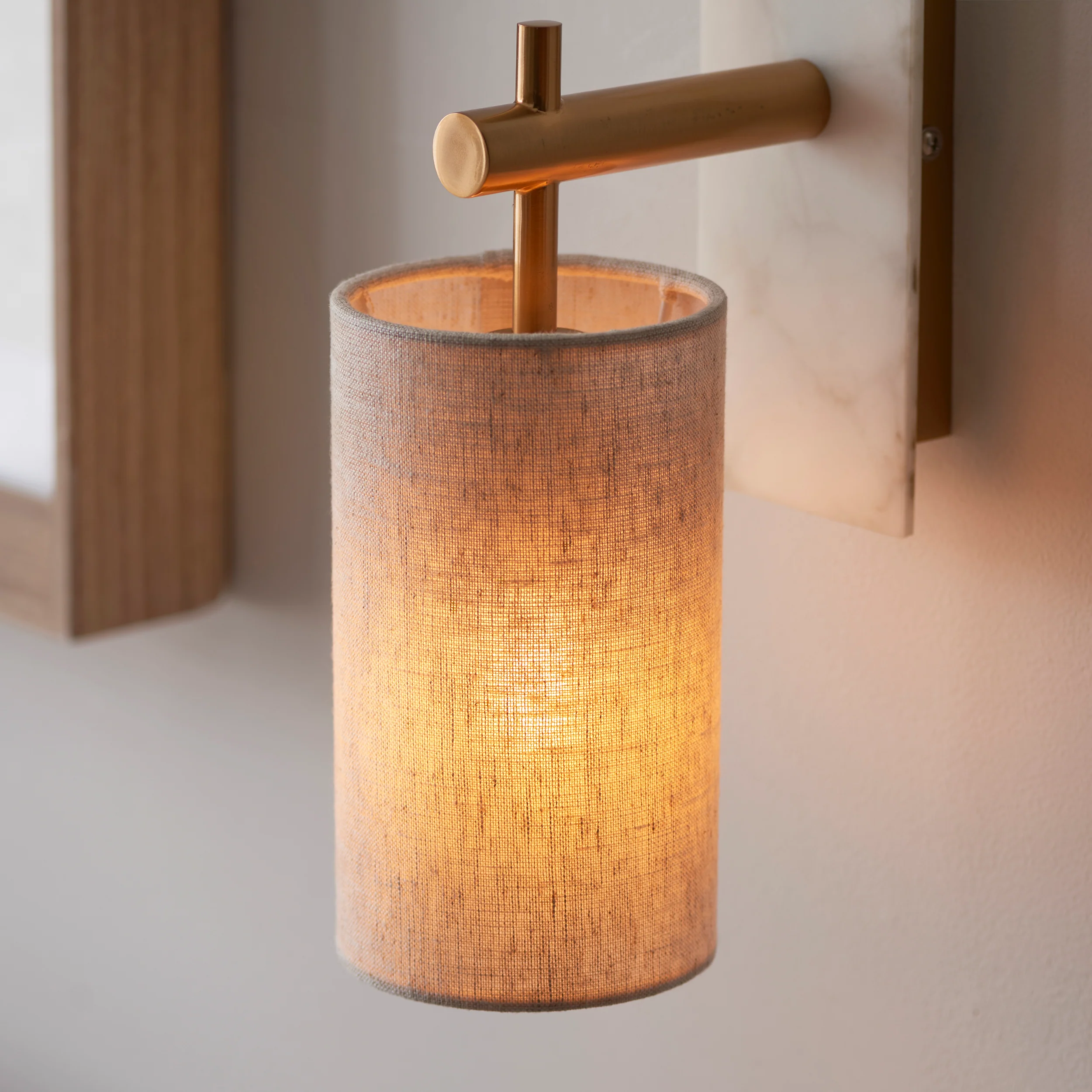 Amos Compton Marble Wall Light with Linen Shade - Image 8