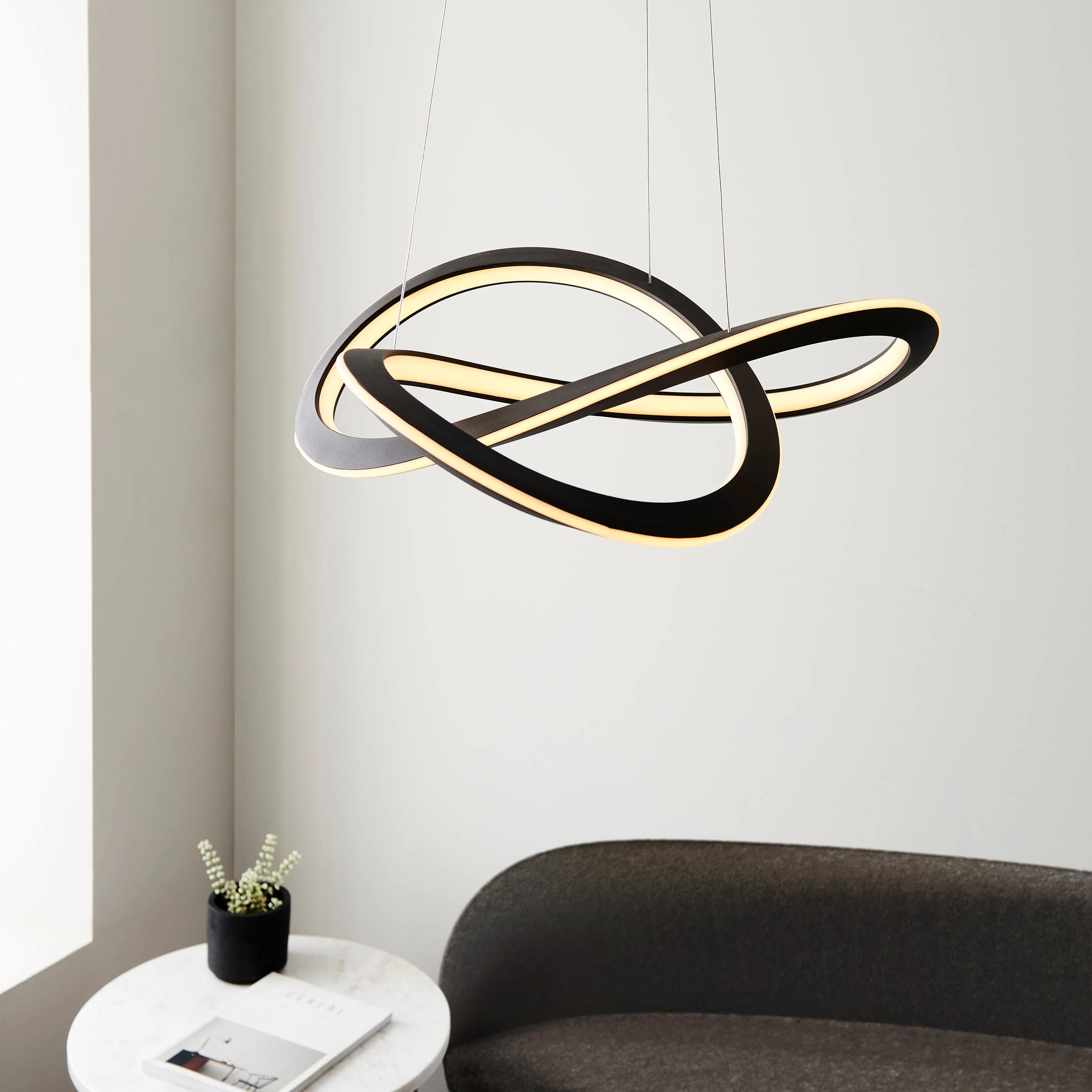 Endon Espina Textured Black LED Pendant - Image 4