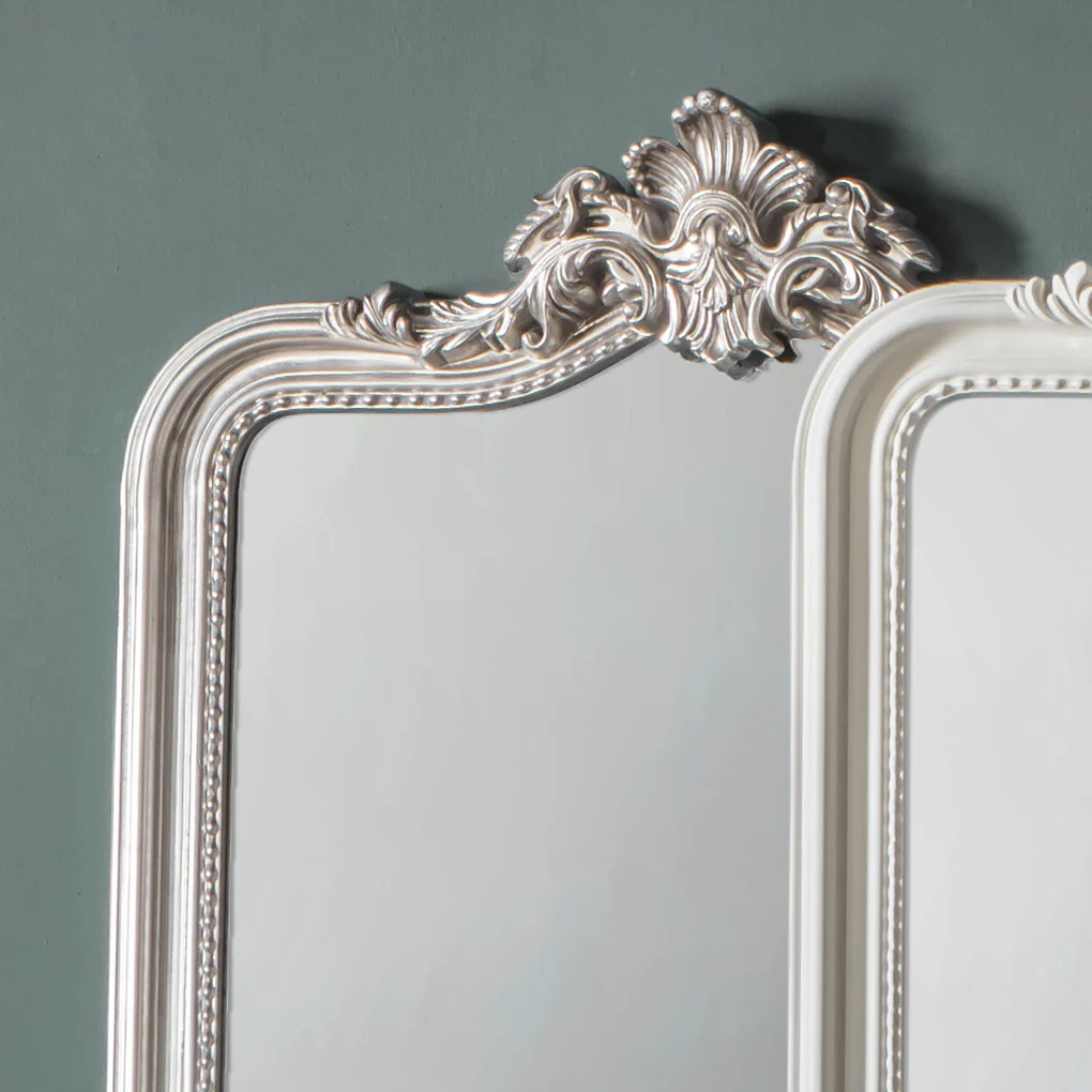 Amos Satin silver and ornate leaner mirror
