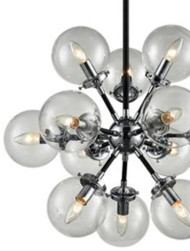 Franklite Reaction 12 Light Chandelier Black and Chrome - Image 3
