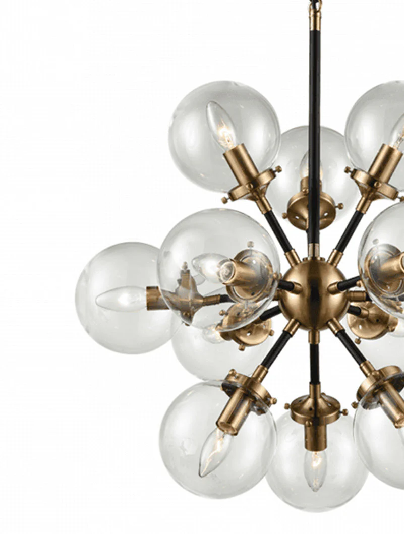 Franklite Reaction 12 Light Chandelier Black and Gold - Image 3