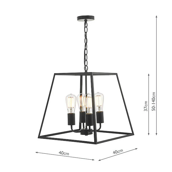 Dar Academy 4 Light Lantern Black - Image 6