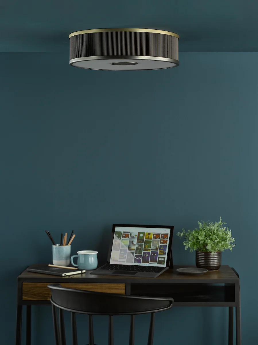 Dar Alvaro 3 Light Flush Antique Bronze With Brown Shade - Image 3