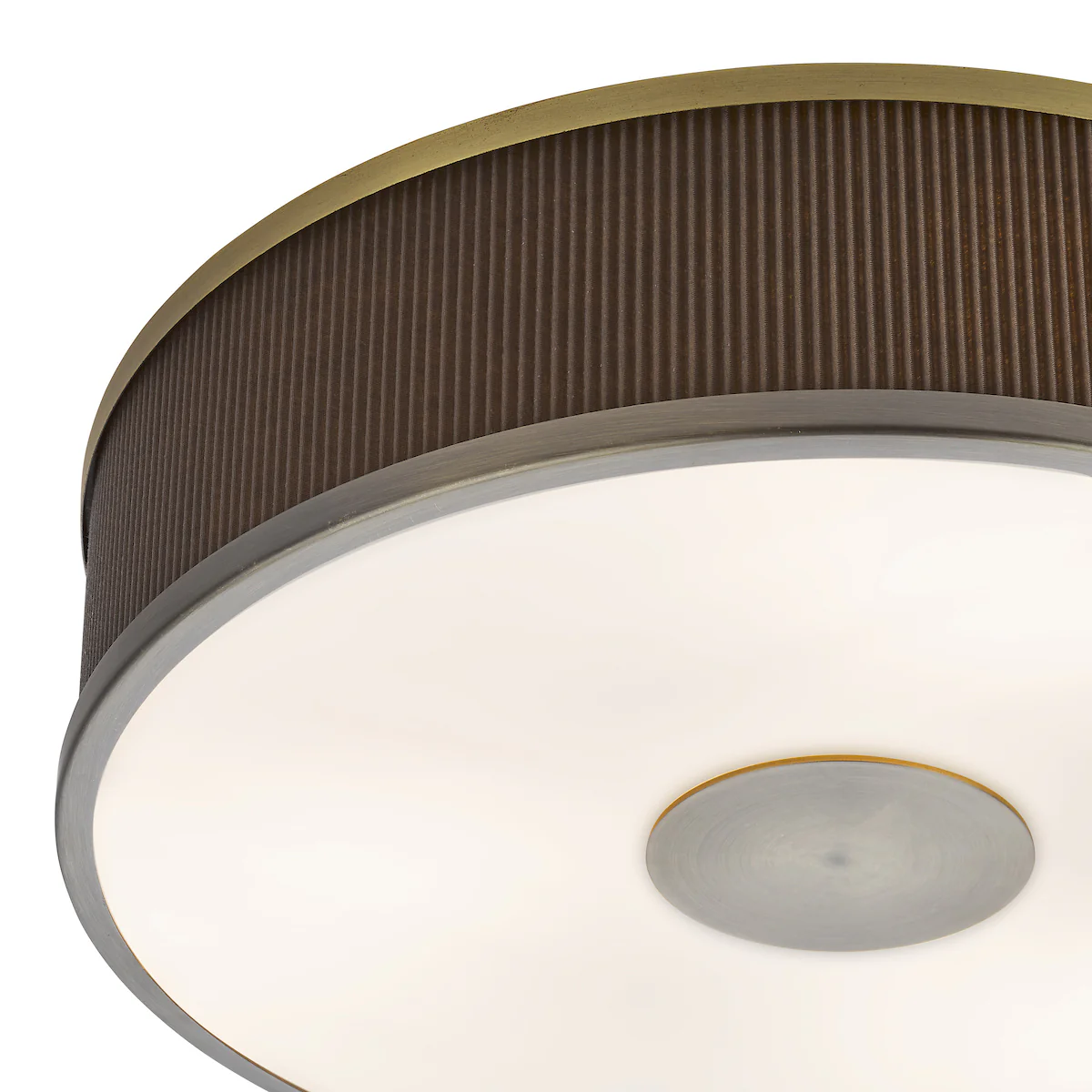 Dar Alvaro 3 Light Flush Antique Bronze With Brown Shade - Image 4