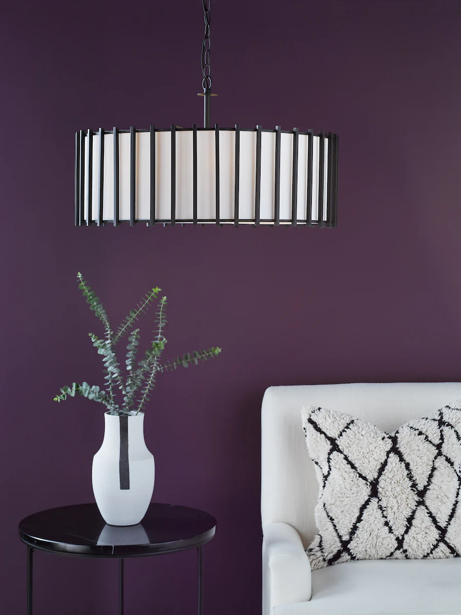 Dar Cagliari 8 Light Armed Pendant Matt Black and Ivory - Image 2