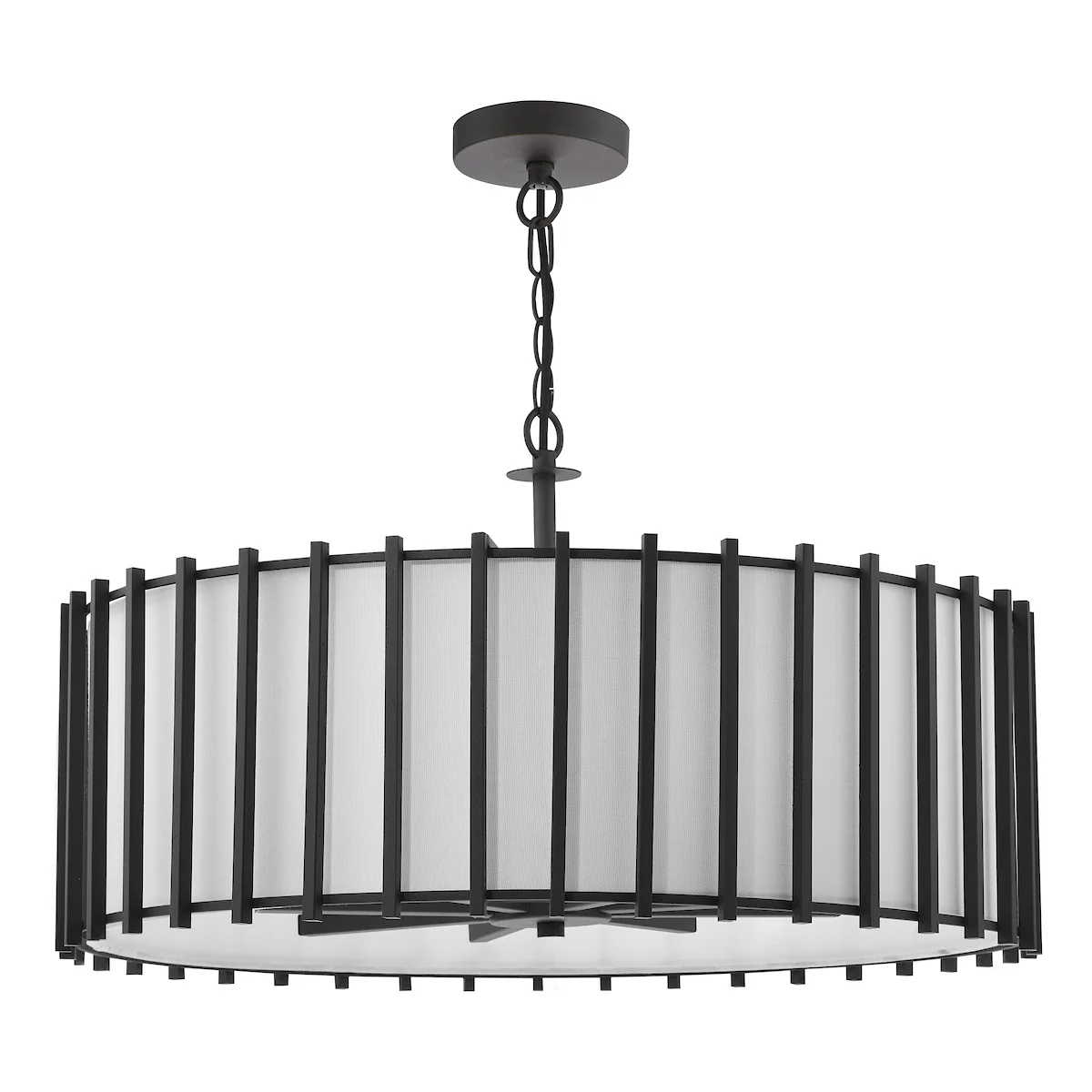 Dar Cagliari 8 Light Armed Pendant Matt Black and Ivory - Image 3