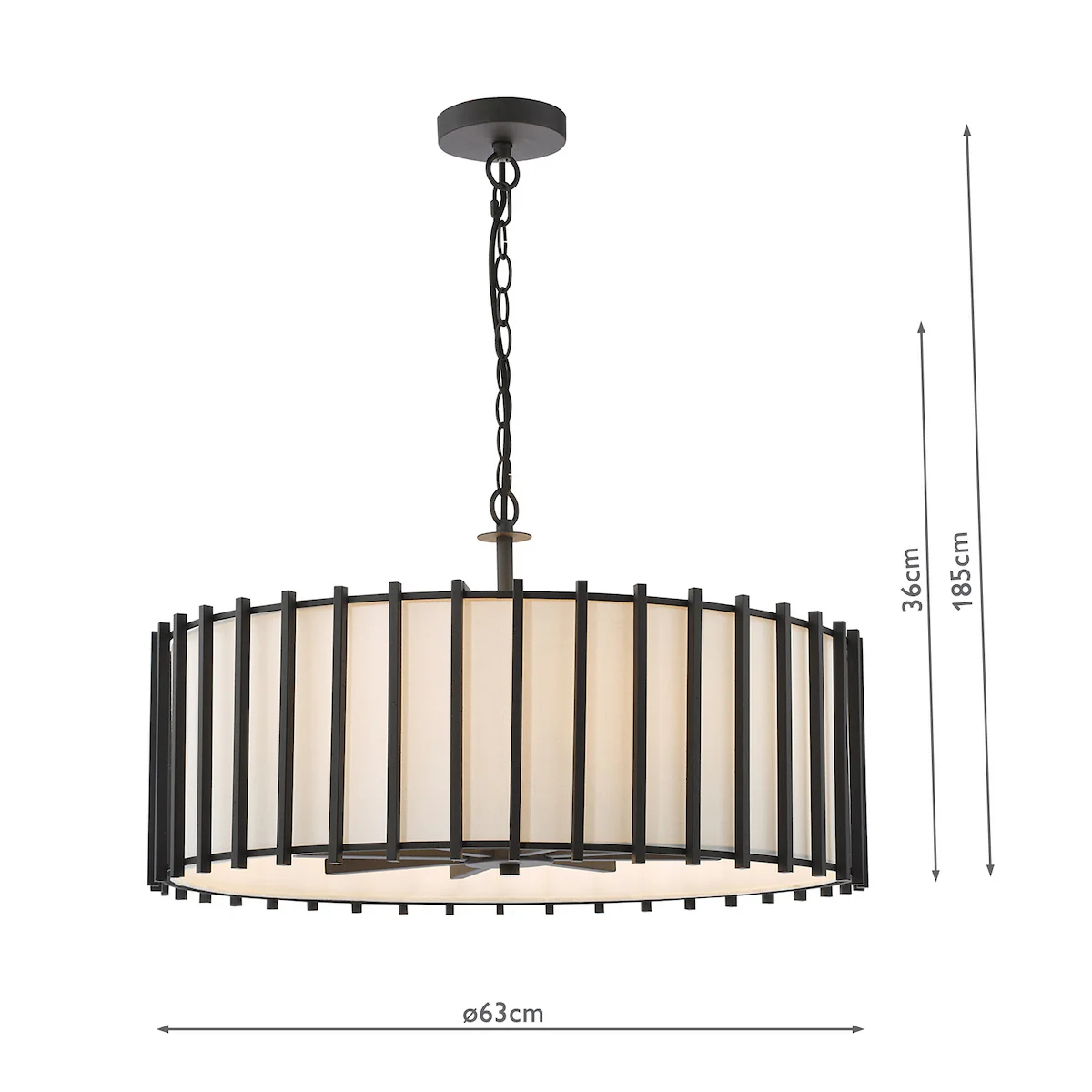 Dar Cagliari 8 Light Armed Pendant Matt Black and Ivory - Image 7