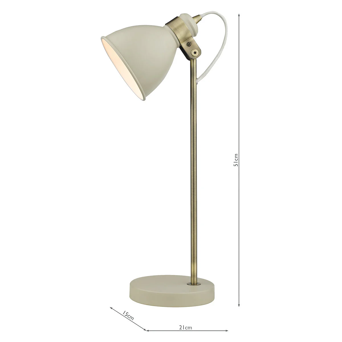 Dar Frederick Task Table Lamp Cream Antique Brass - Image 4