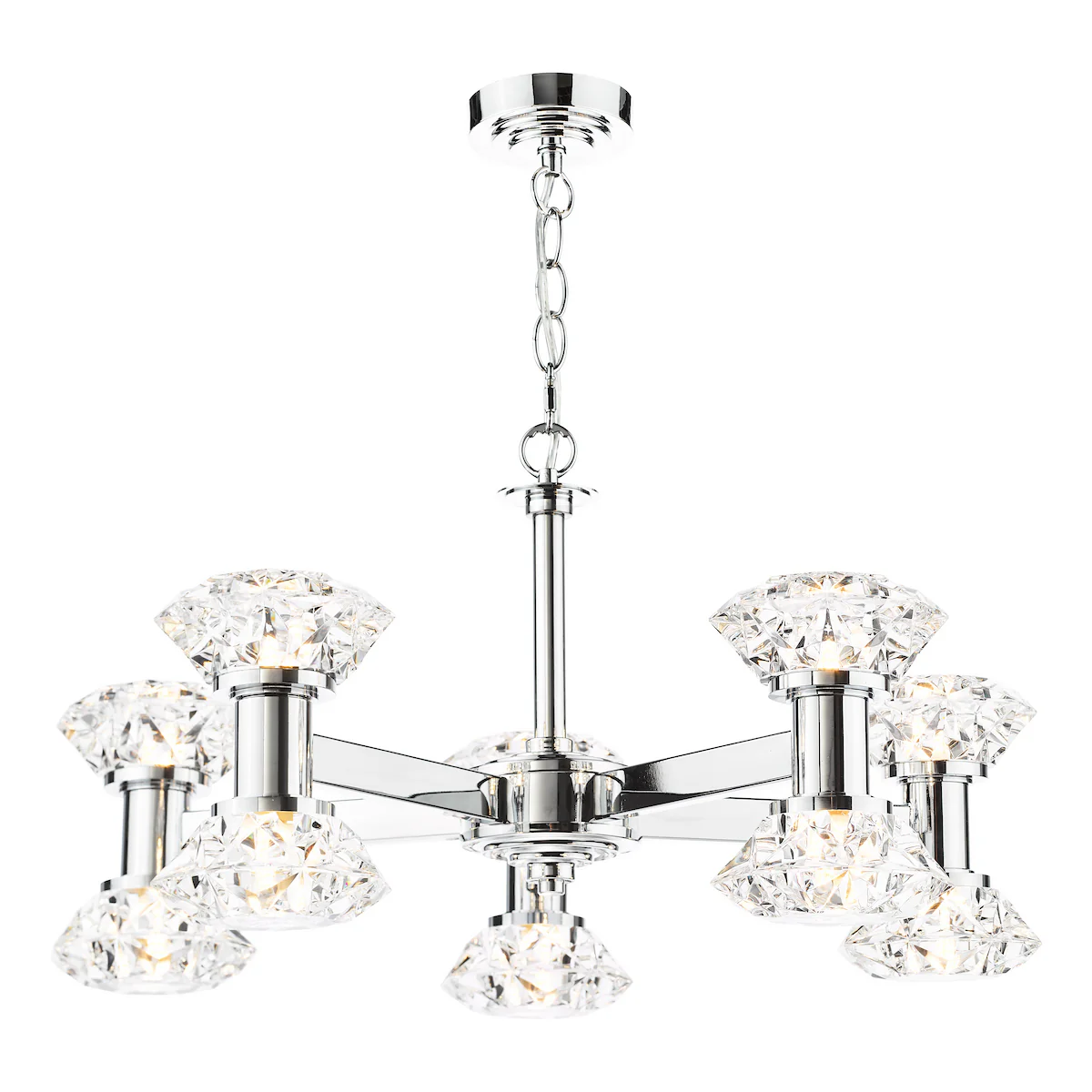 Dar Tiana 10 Light Armed Pendant Polished Chrome