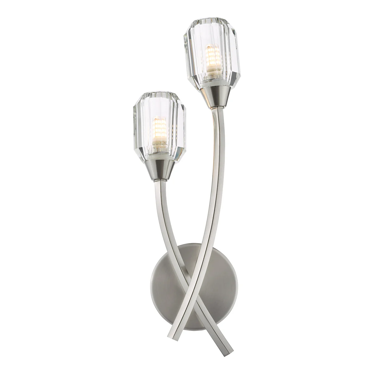 Dar Zonda 2 Light Wall Light Brushed Nickel and Crystal - Image 6