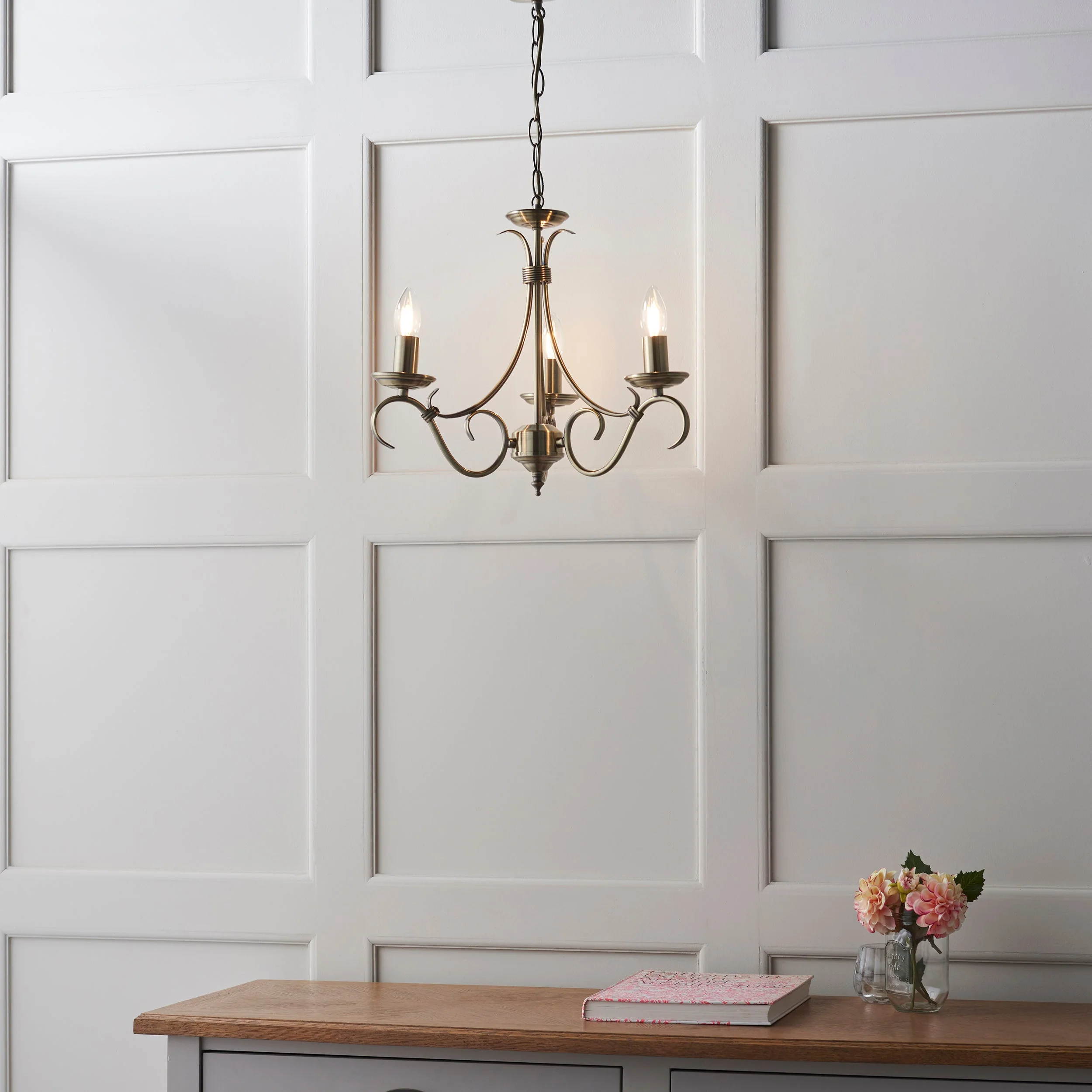 Endon Bernice 3lt Chandelier Antique Brass - Image 5