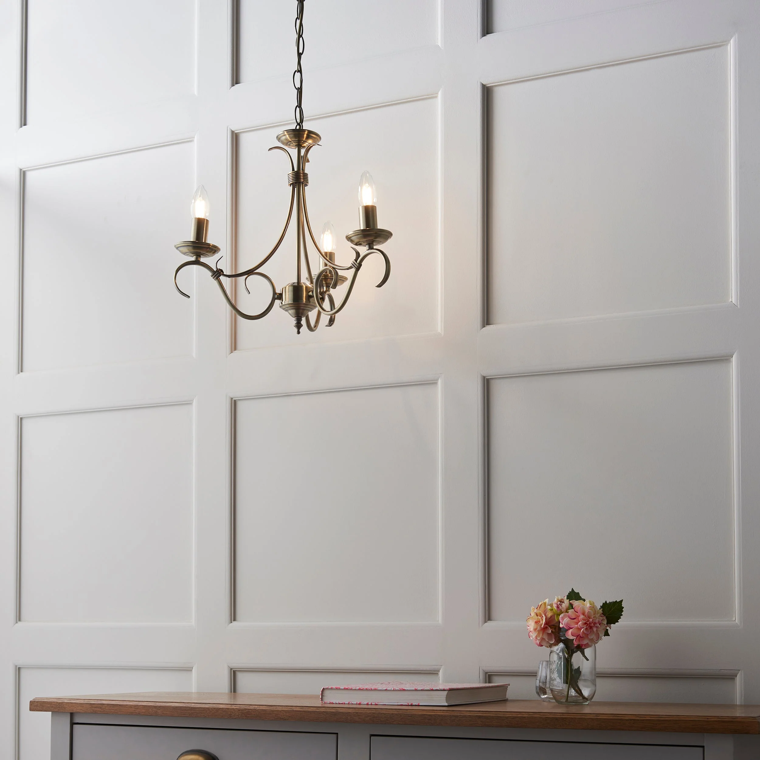 Endon Bernice 3lt Chandelier Antique Brass - Image 6