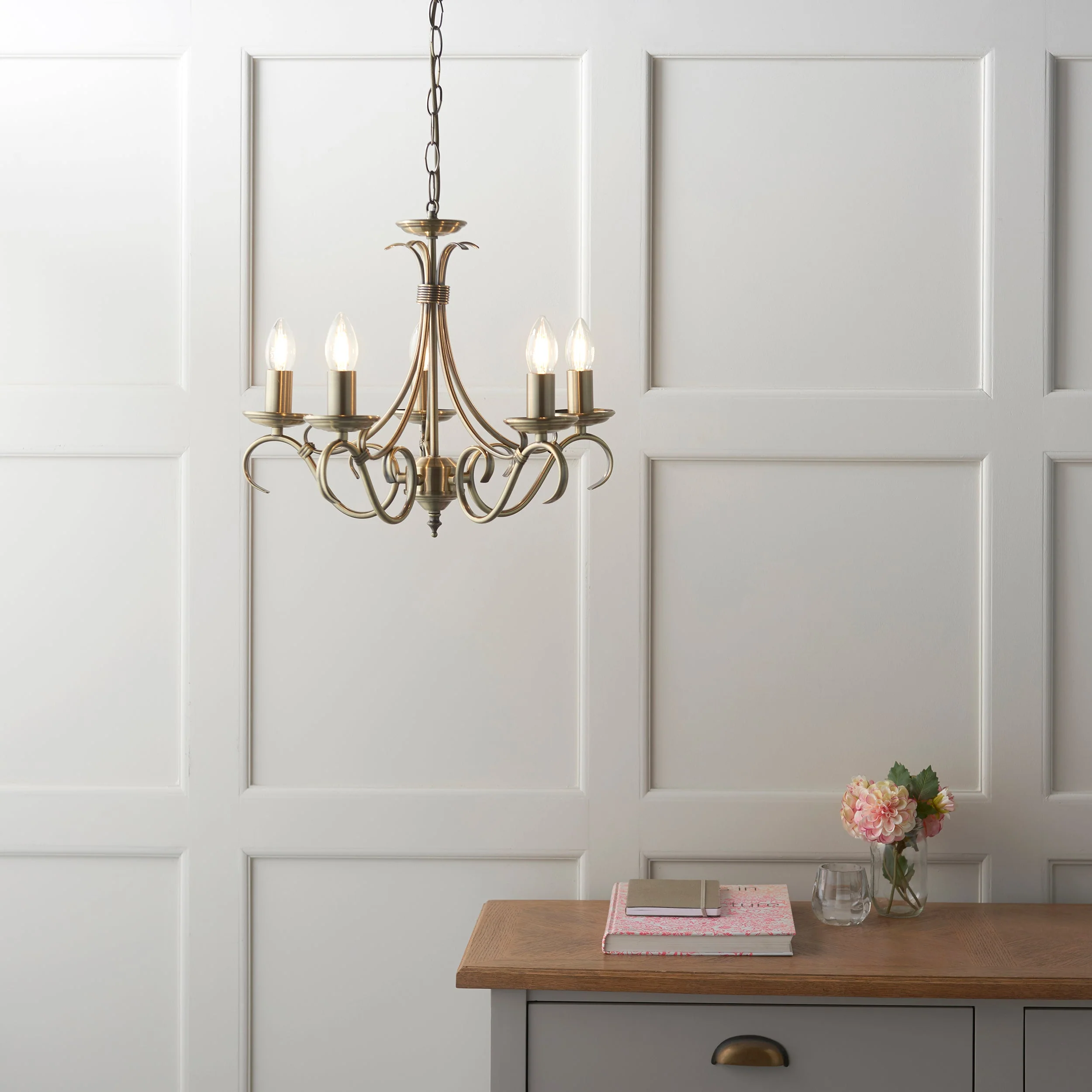 Endon Bernice 5lt Chandelier Antique Brass - Image 3