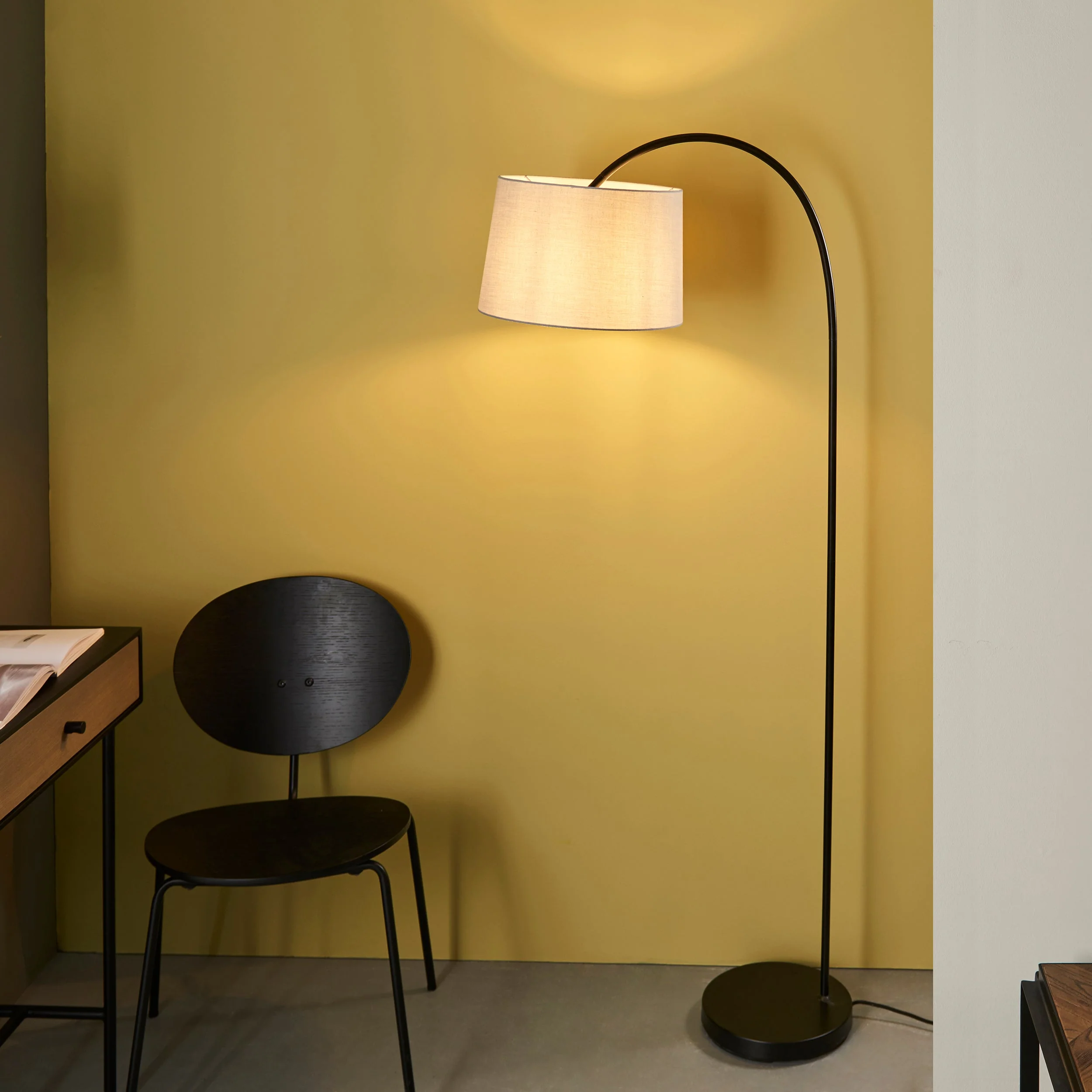 Endon Carlson Matt Black Floor Lamp with Shade - Image 3