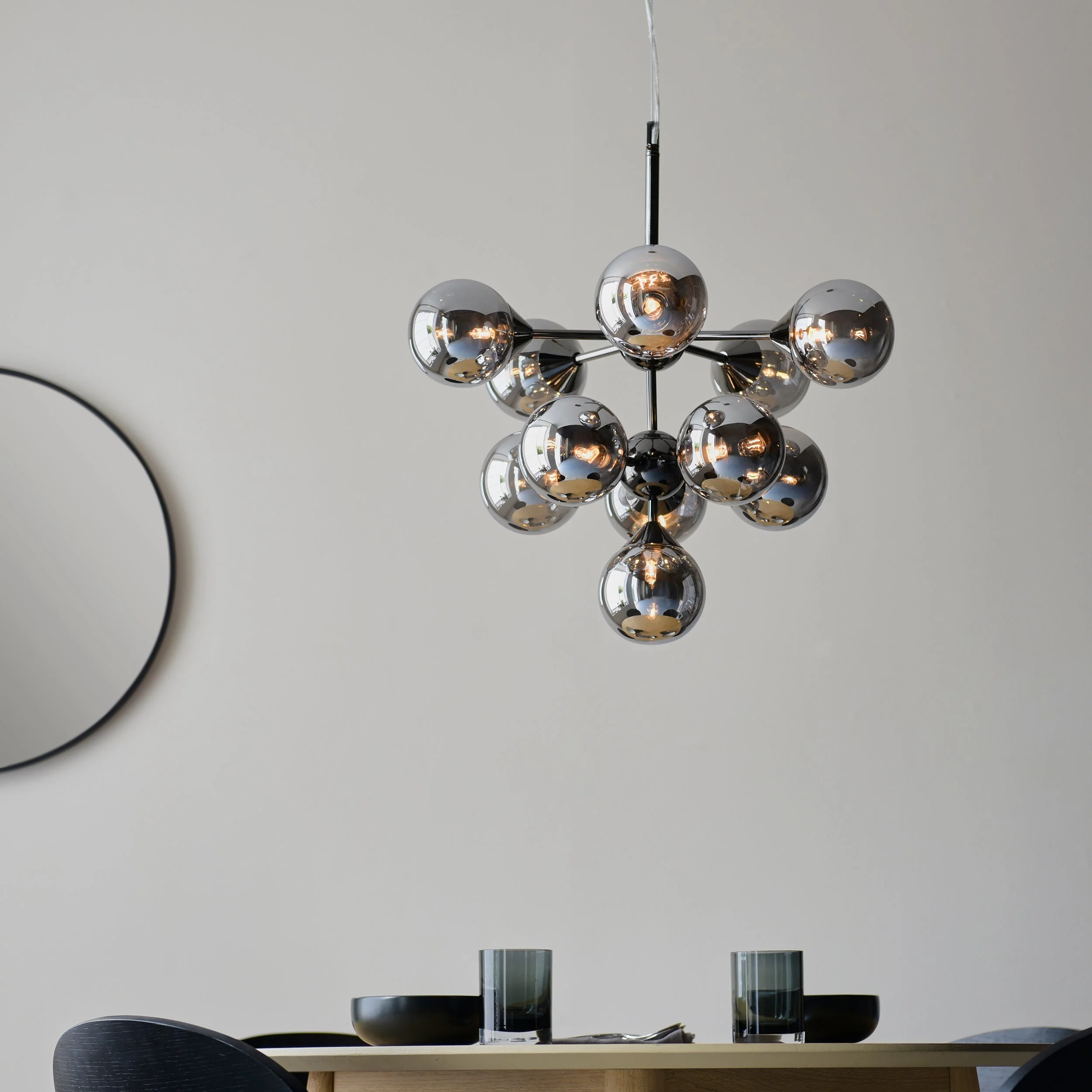 Endon Oscar 11lt Modern Chandelier Black Chrome & Smoked Glass - Image 3