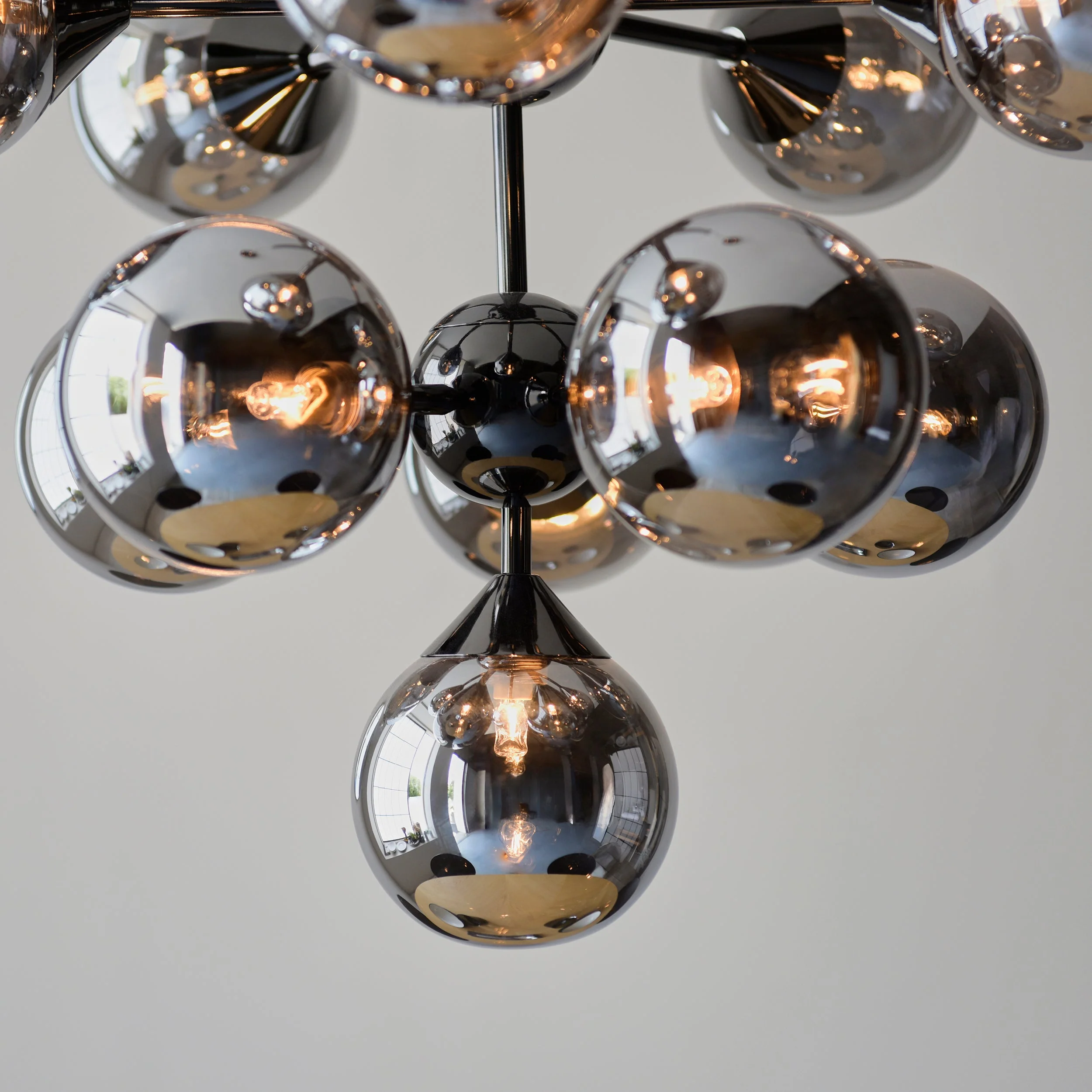 Endon Oscar 11lt Modern Chandelier Black Chrome & Smoked Glass - Image 5