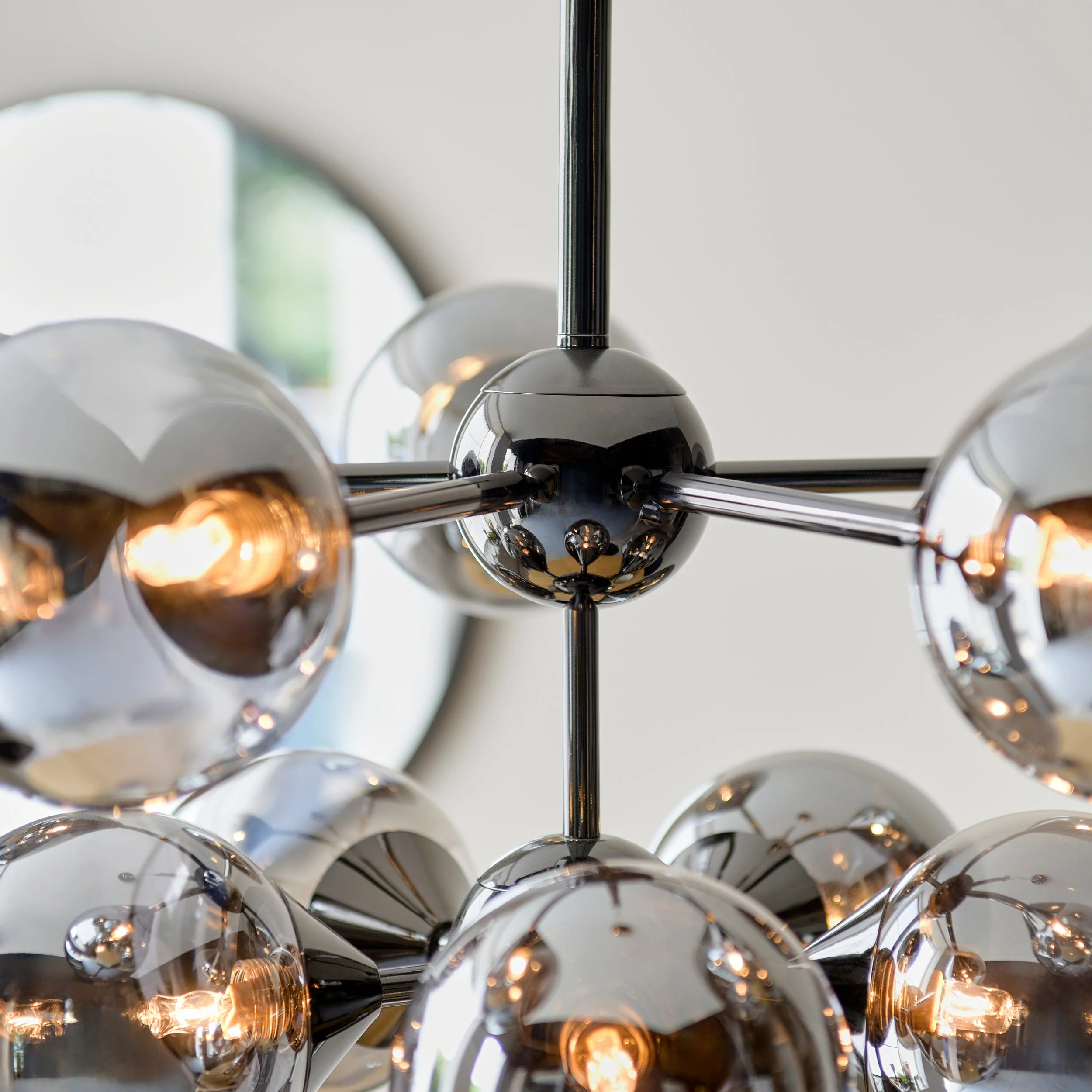 Endon Oscar 11lt Modern Chandelier Black Chrome & Smoked Glass - Image 6