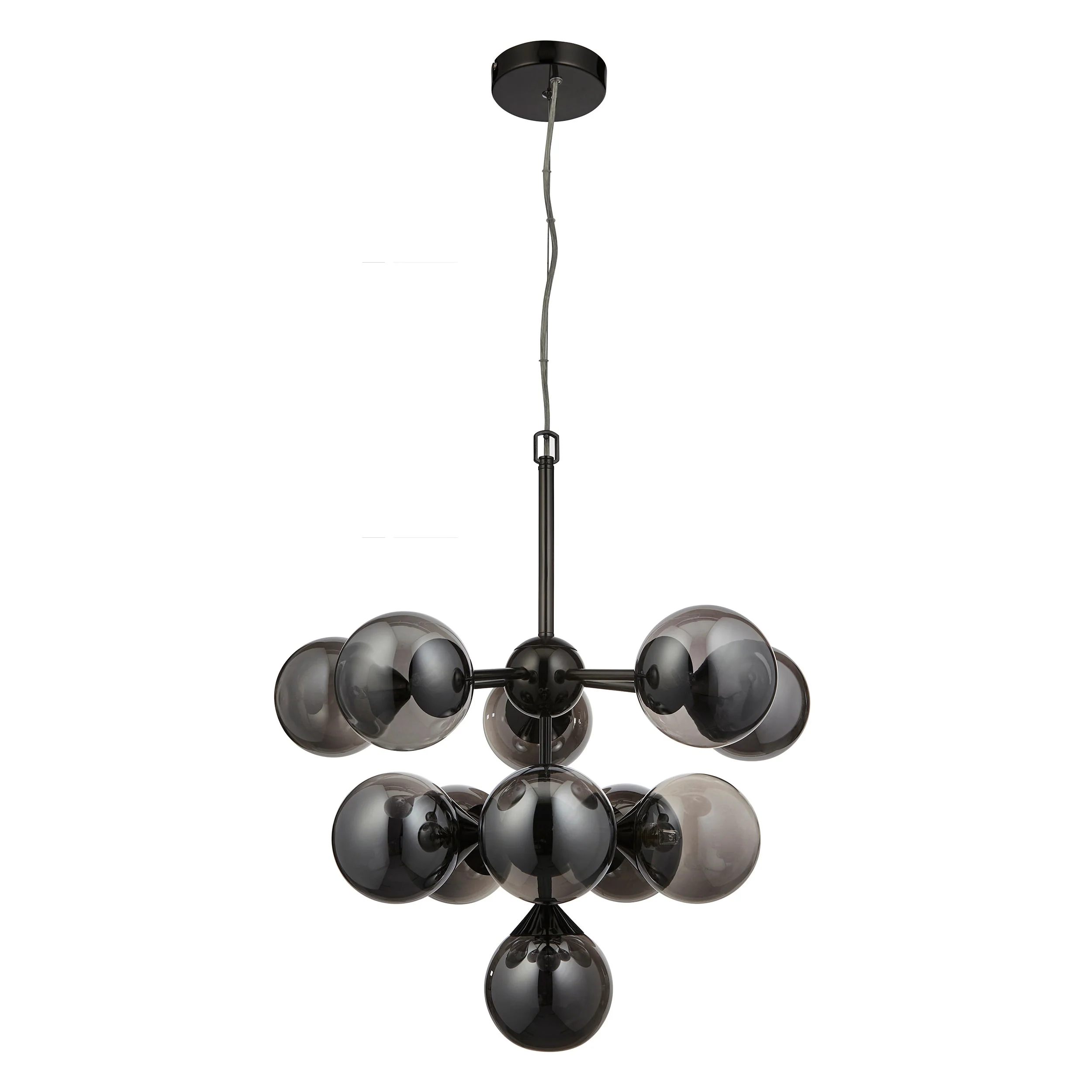Endon Oscar 11lt Modern Chandelier Black Chrome & Smoked Glass - Image 8