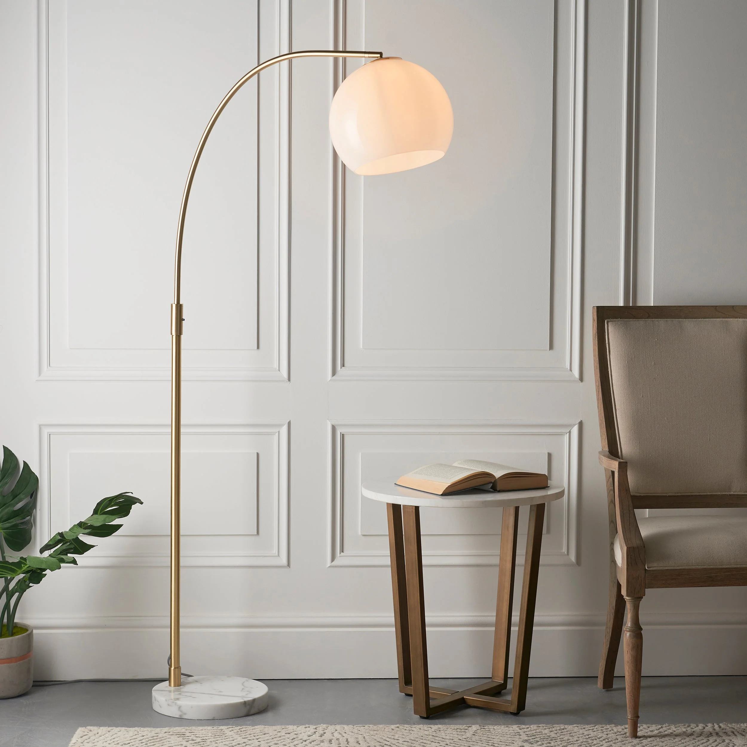 Endon Otto Floor Lamp White/Grey Marble
