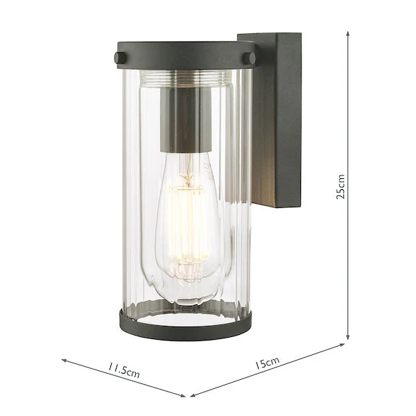 Laura Ashley Arthur Outdoor Wall Light Matt Black Glass IP44 - Image 8