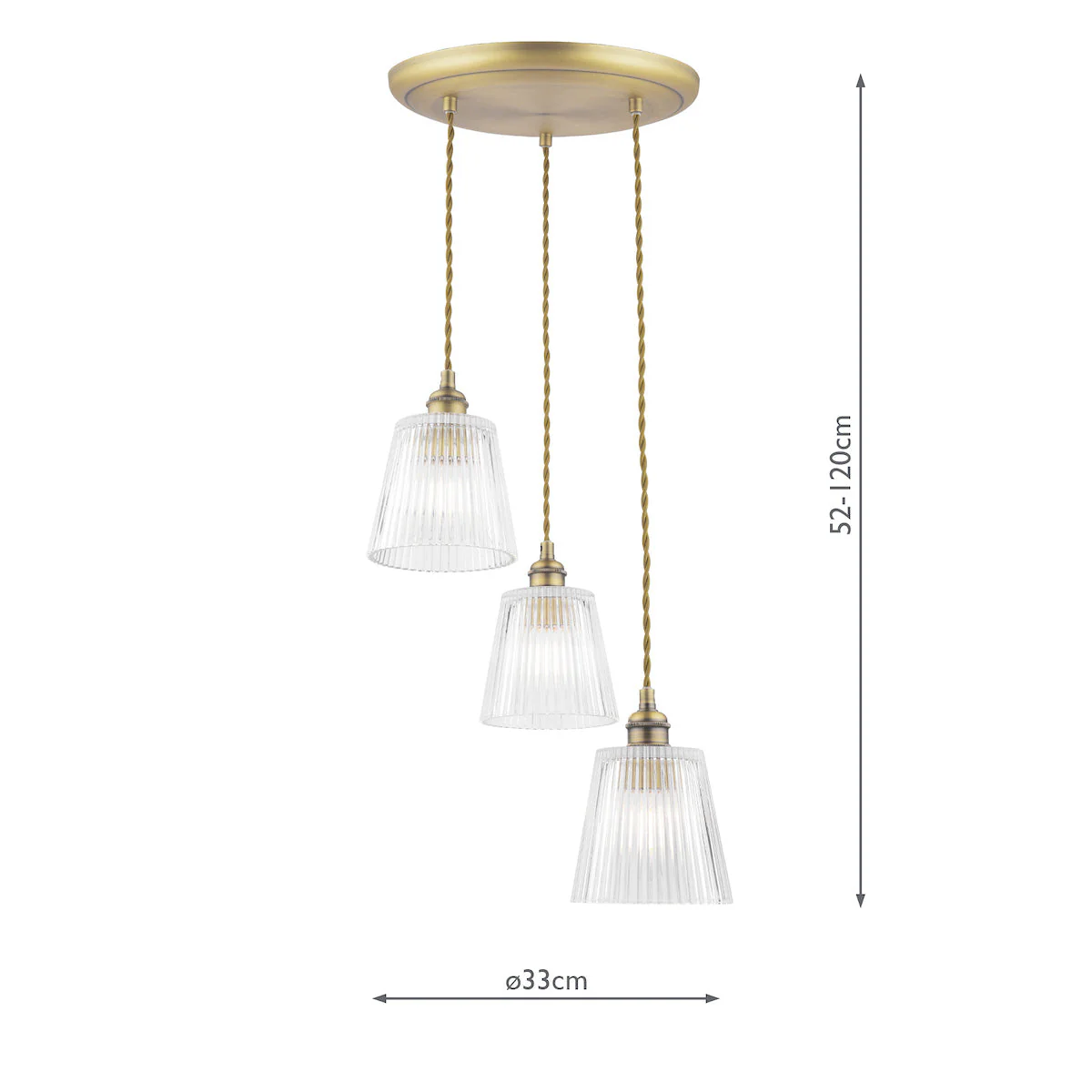 Laura Ashley Callaghan 3 Light Pendant Antique Brass - Image 6