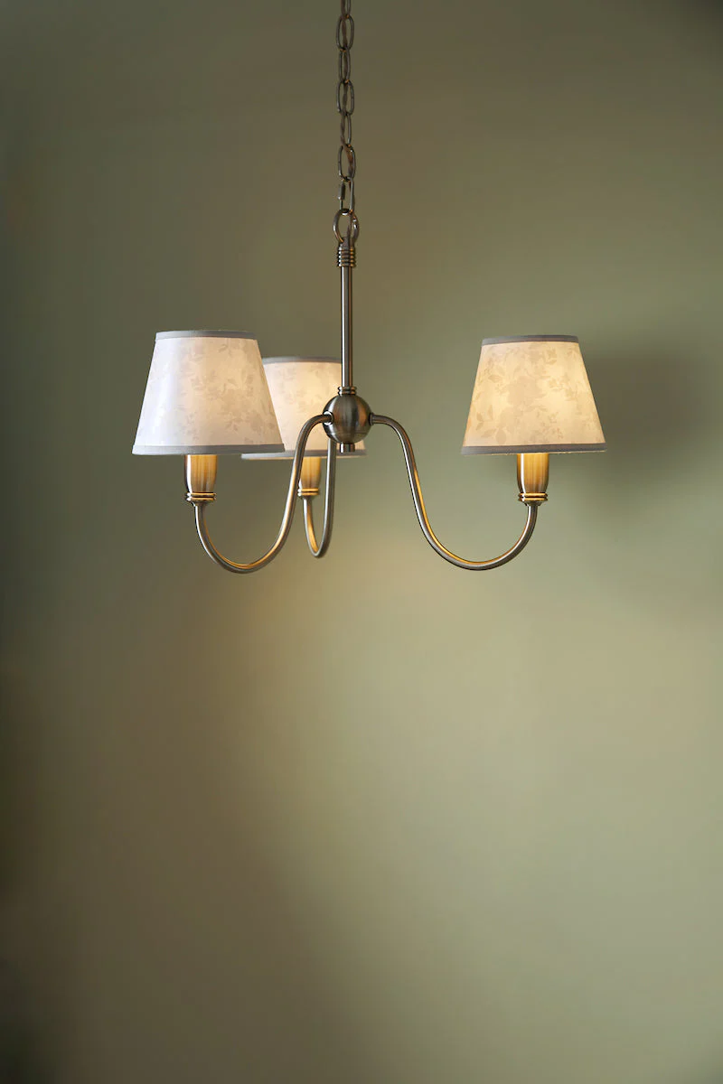Laura Ashley Westbourne 3 Light Armed Pendant Polished Pewter With Shade - Image 3