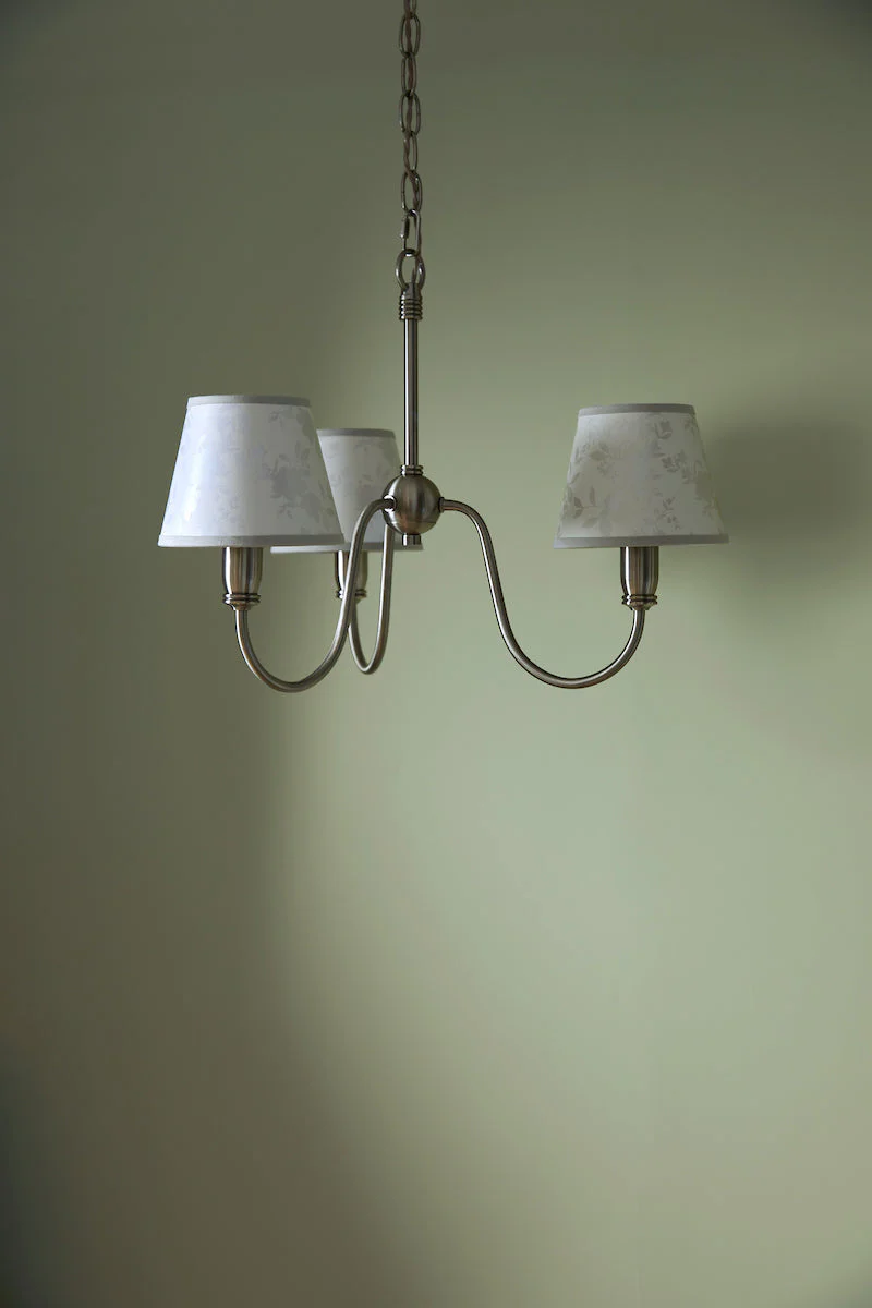 Laura Ashley Westbourne 3 Light Armed Pendant Polished Pewter With Shade - Image 4