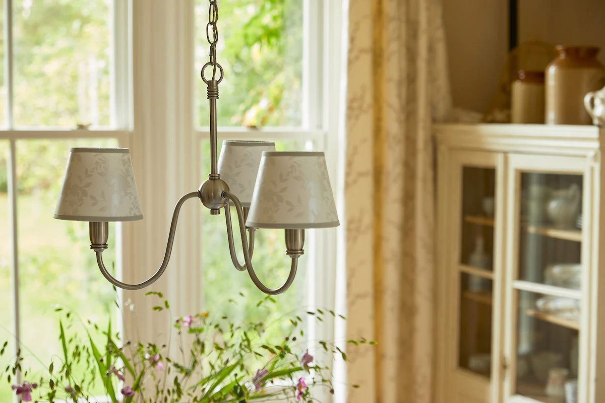 Laura Ashley Westbourne 3 Light Armed Pendant Polished Pewter With Shade - Image 6
