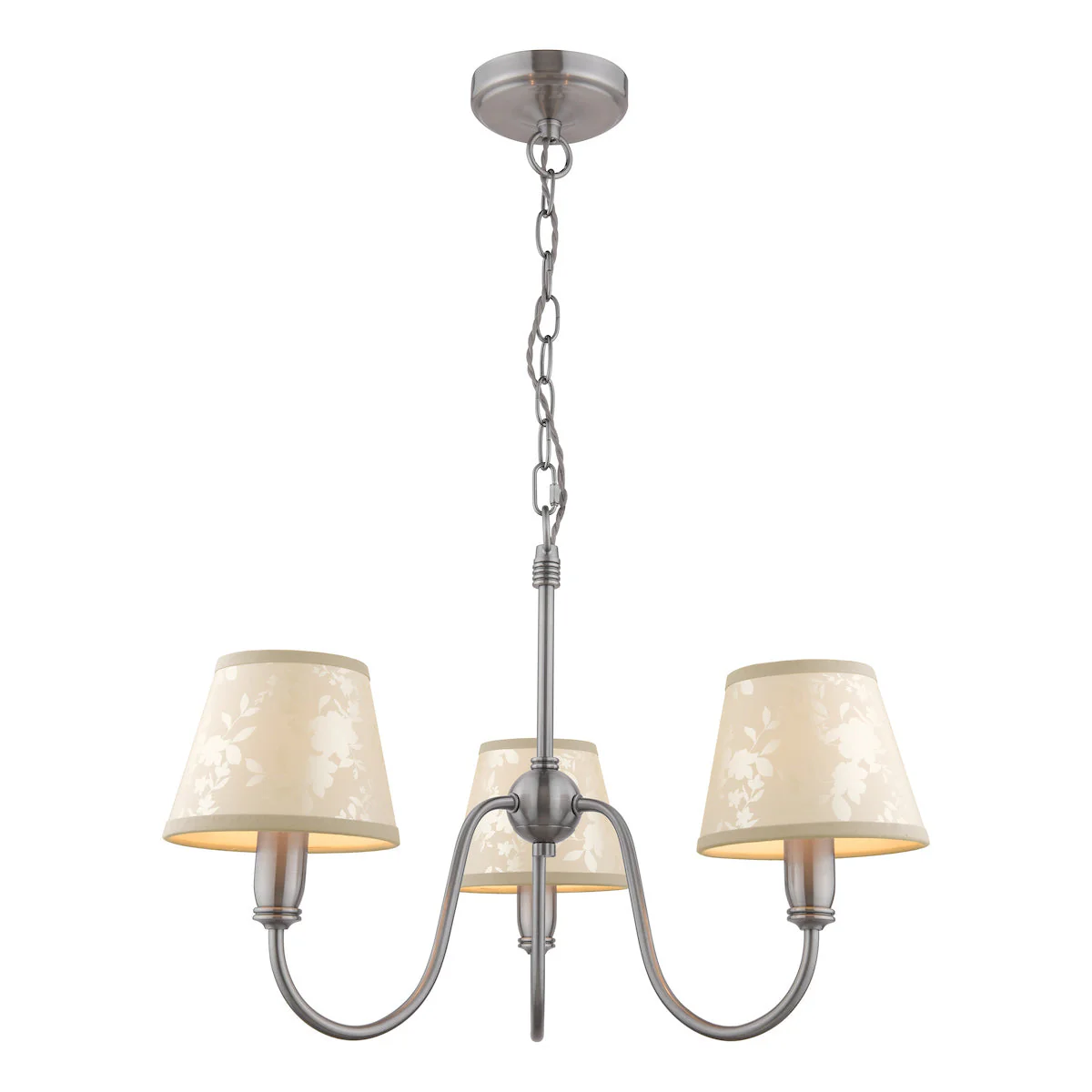 Laura Ashley Westbourne 3 Light Armed Pendant Polished Pewter With Shade - Image 9