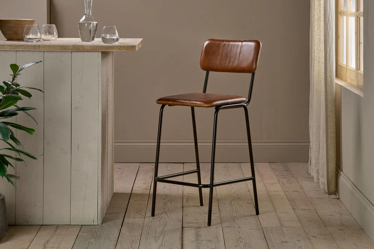 Nkuku Ukari Counter Chair Aged Tan
