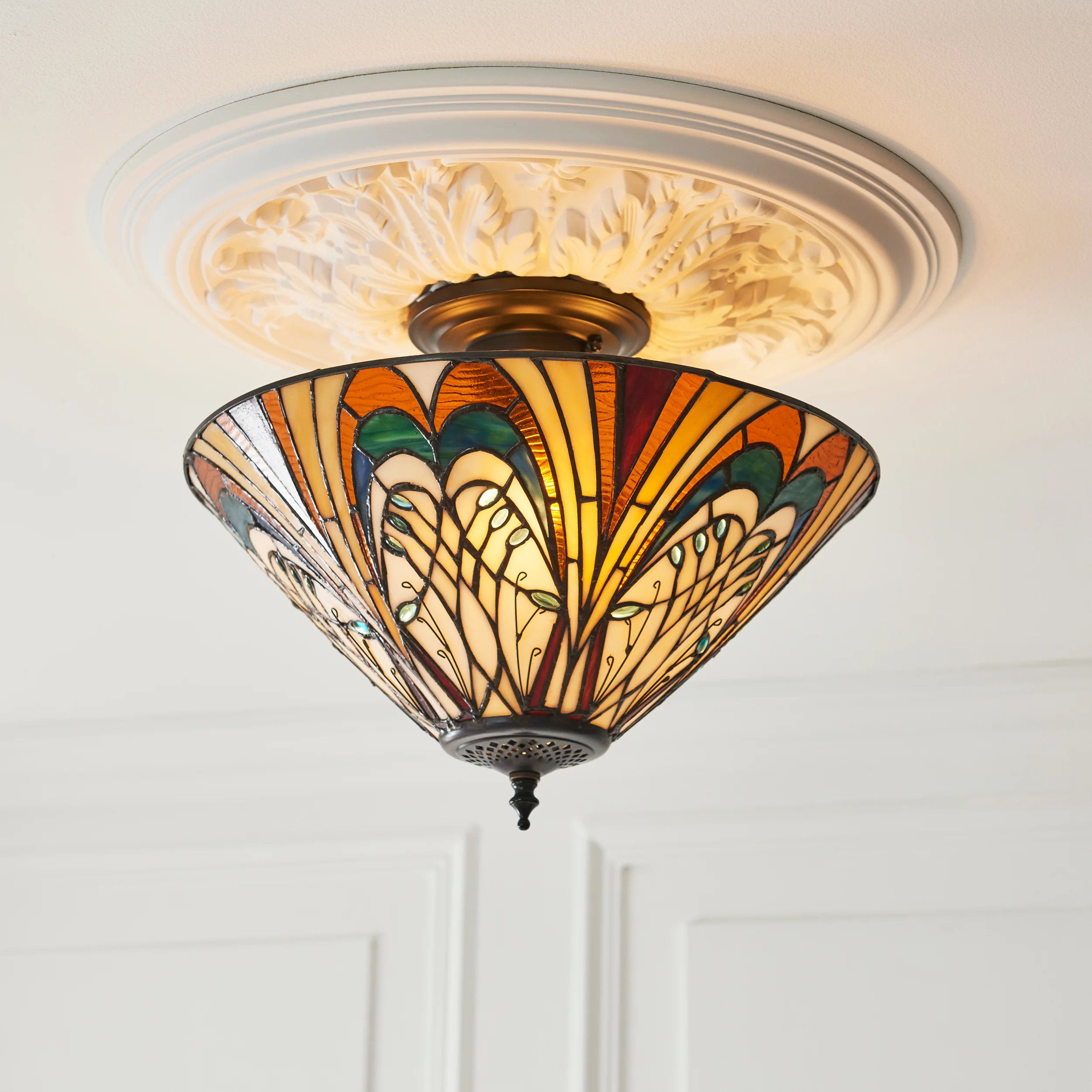 Tiffany Hector 3lt Semi Flush Ceiling Light - Image 3