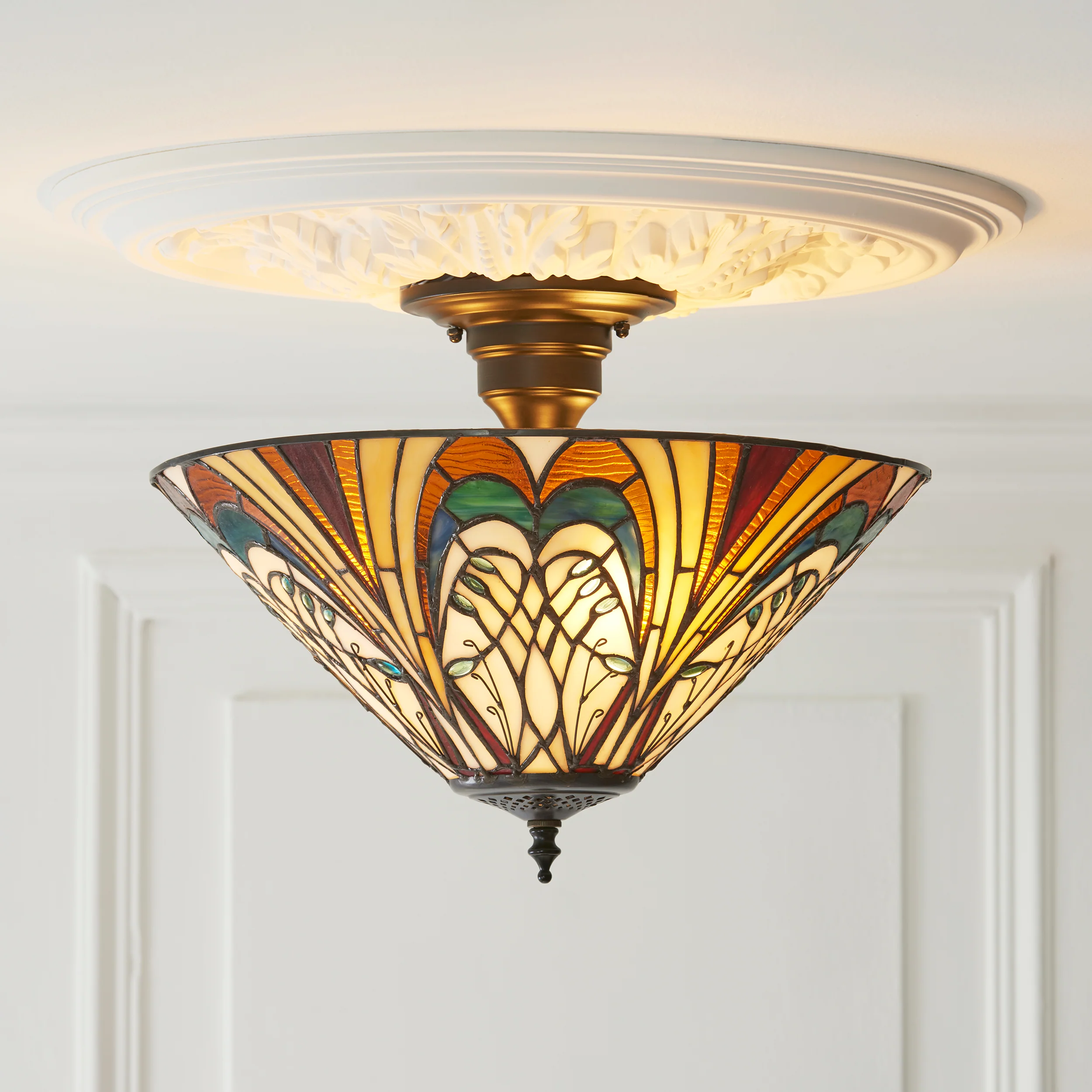 Tiffany Hector 3lt Semi Flush Ceiling Light - Image 4