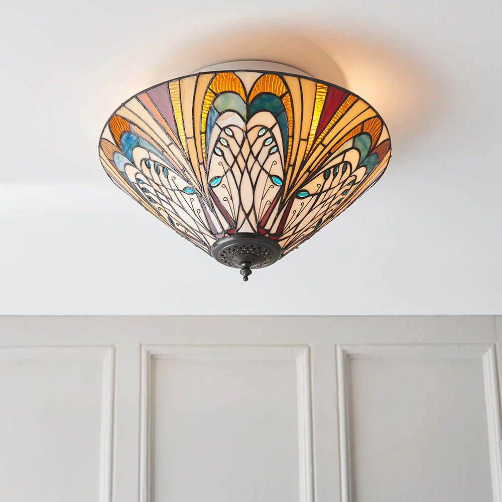 Tiffany Hector Medium 2lt Flush Ceiling Light