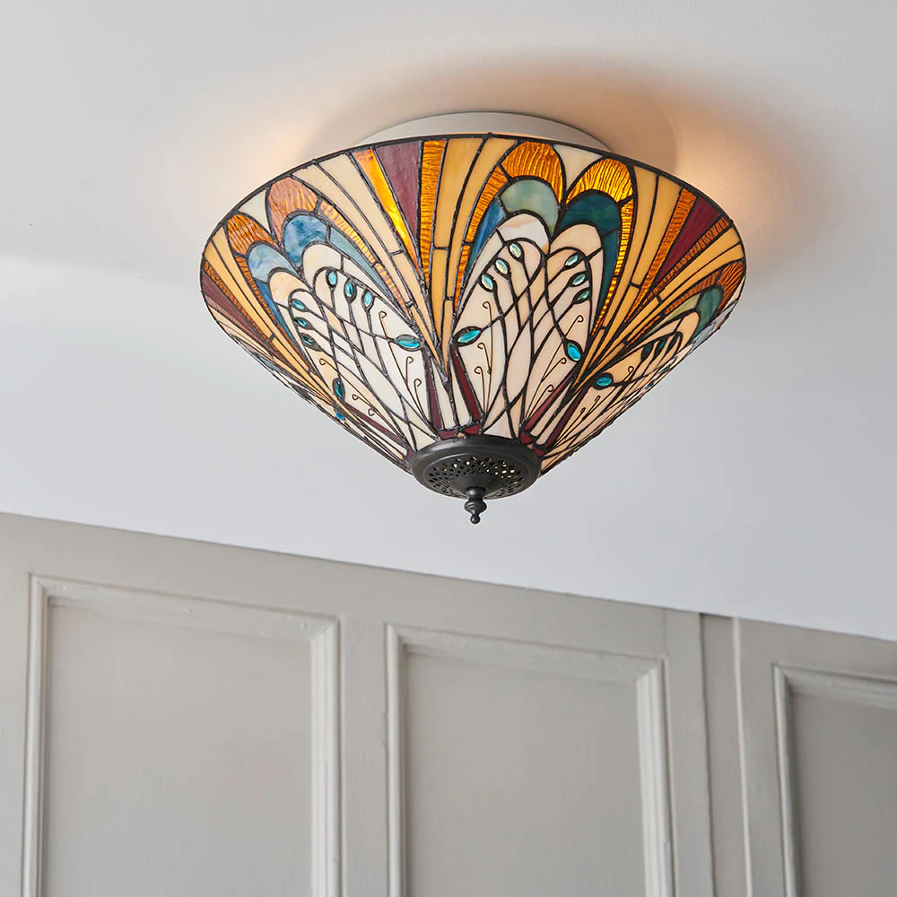 Tiffany Hector Medium 2lt Flush Ceiling Light - Image 3